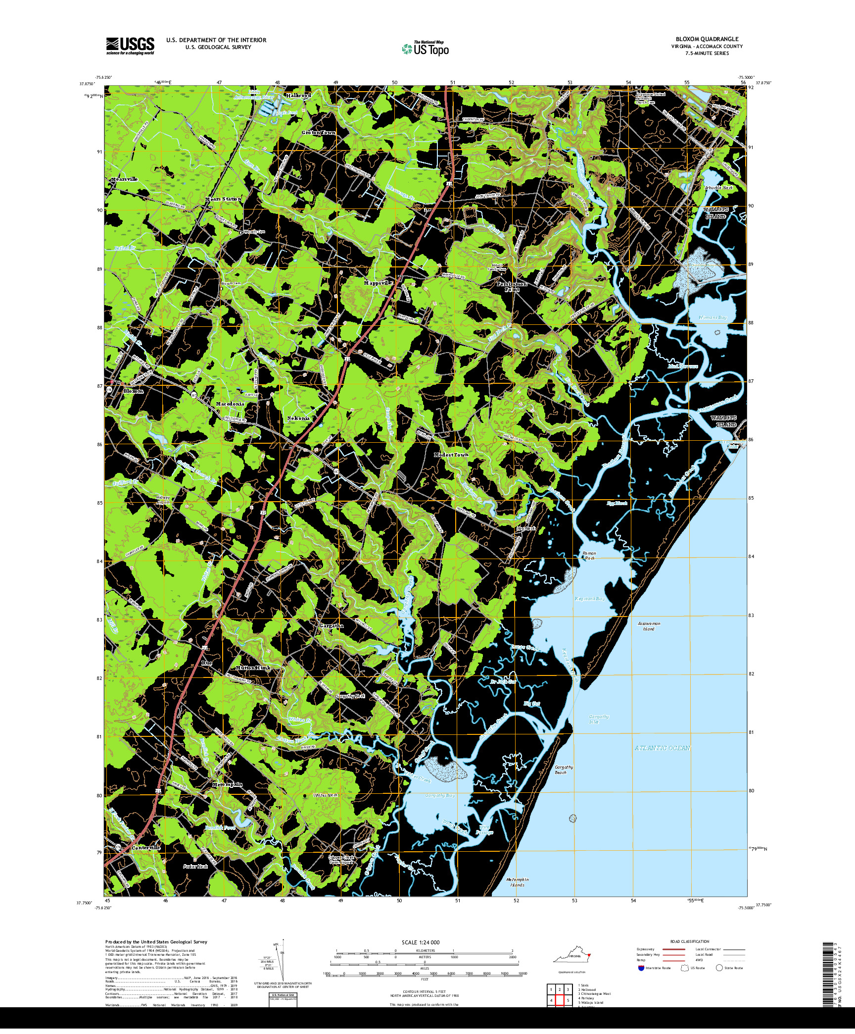 USGS US TOPO 7.5-MINUTE MAP FOR BLOXOM, VA 2019