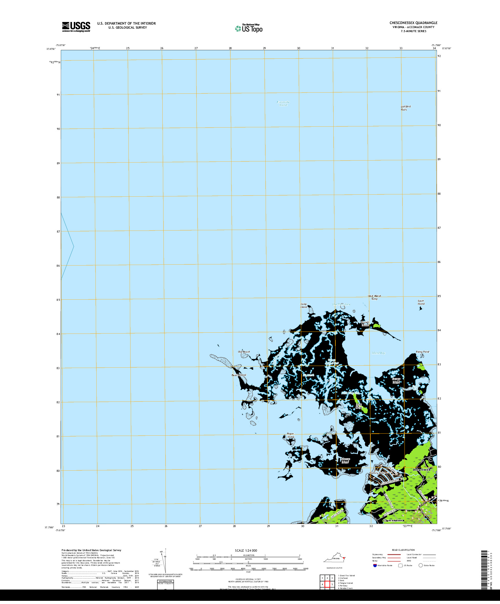 USGS US TOPO 7.5-MINUTE MAP FOR CHESCONESSEX, VA 2019