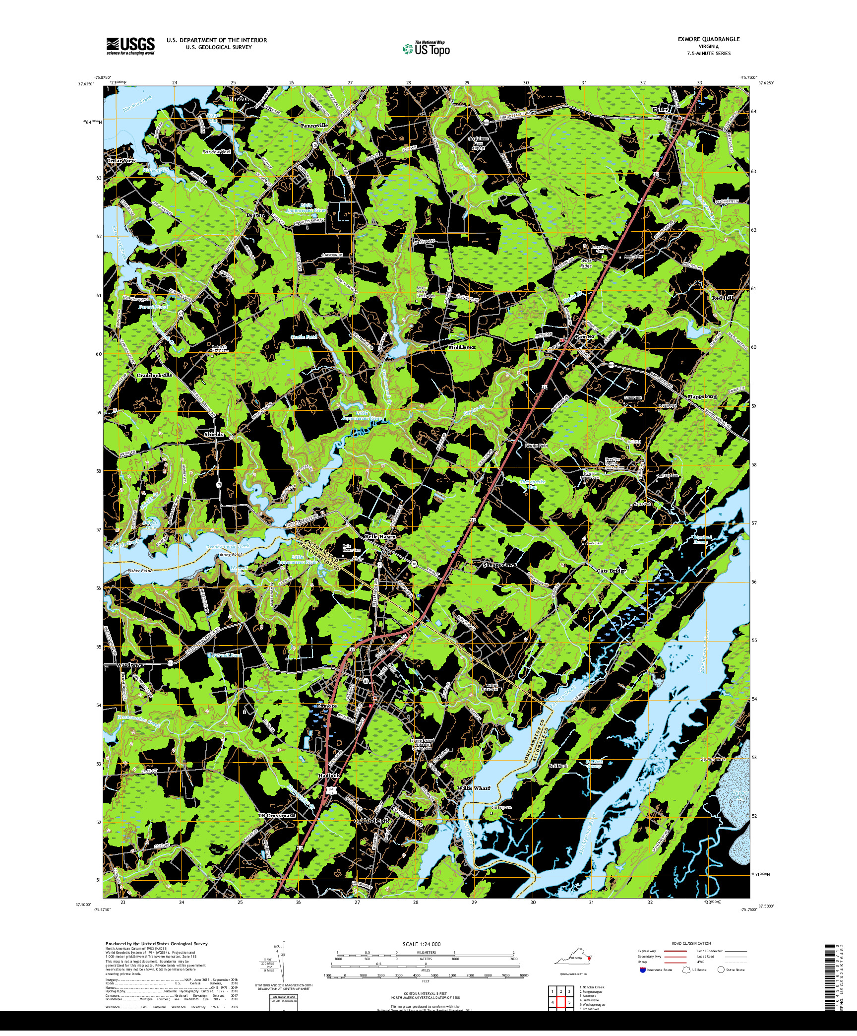 USGS US TOPO 7.5-MINUTE MAP FOR EXMORE, VA 2019