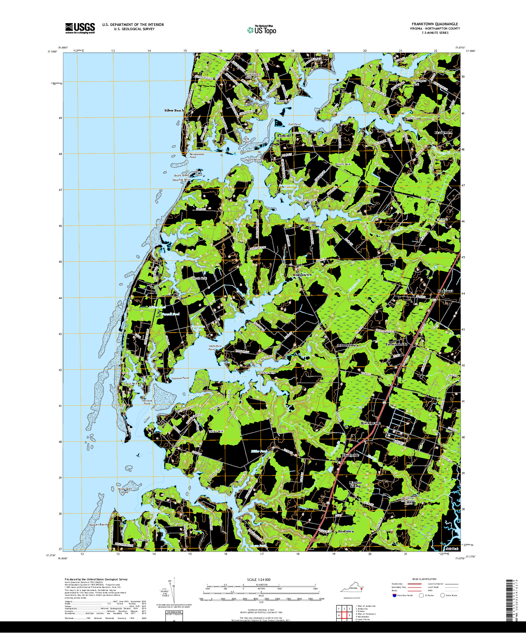 USGS US TOPO 7.5-MINUTE MAP FOR FRANKTOWN, VA 2019