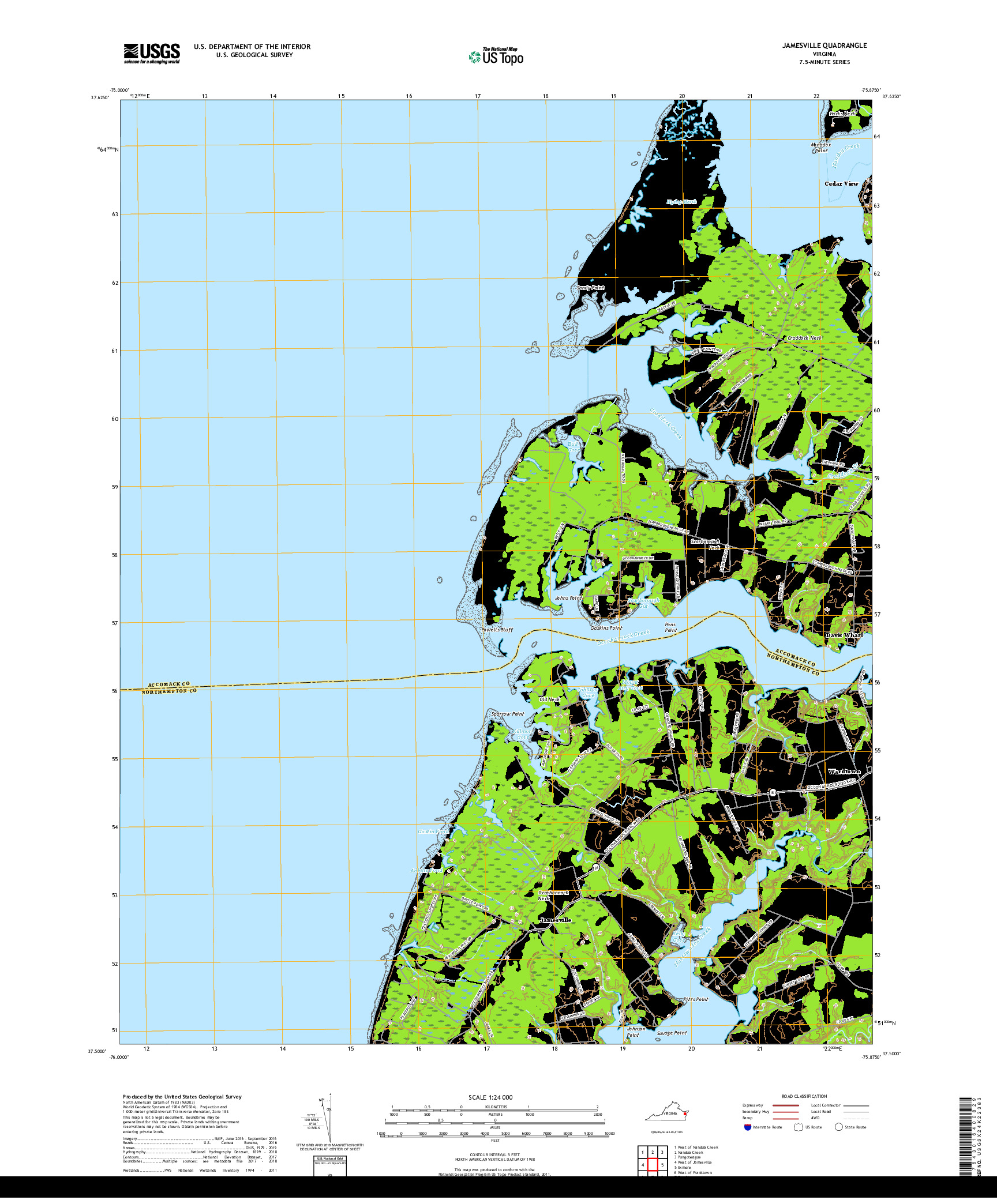 USGS US TOPO 7.5-MINUTE MAP FOR JAMESVILLE, VA 2019