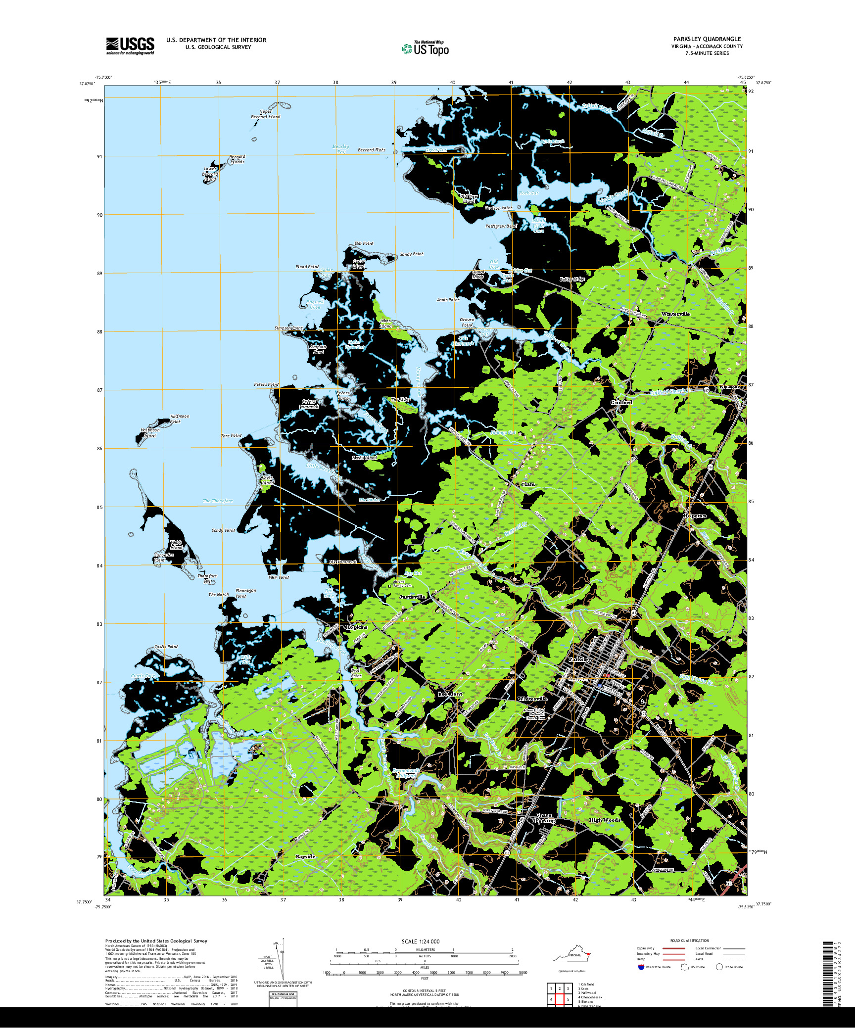 USGS US TOPO 7.5-MINUTE MAP FOR PARKSLEY, VA 2019