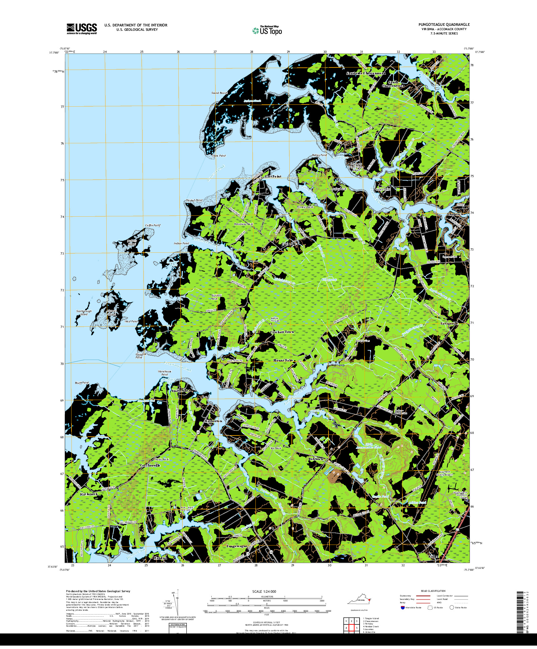 USGS US TOPO 7.5-MINUTE MAP FOR PUNGOTEAGUE, VA 2019