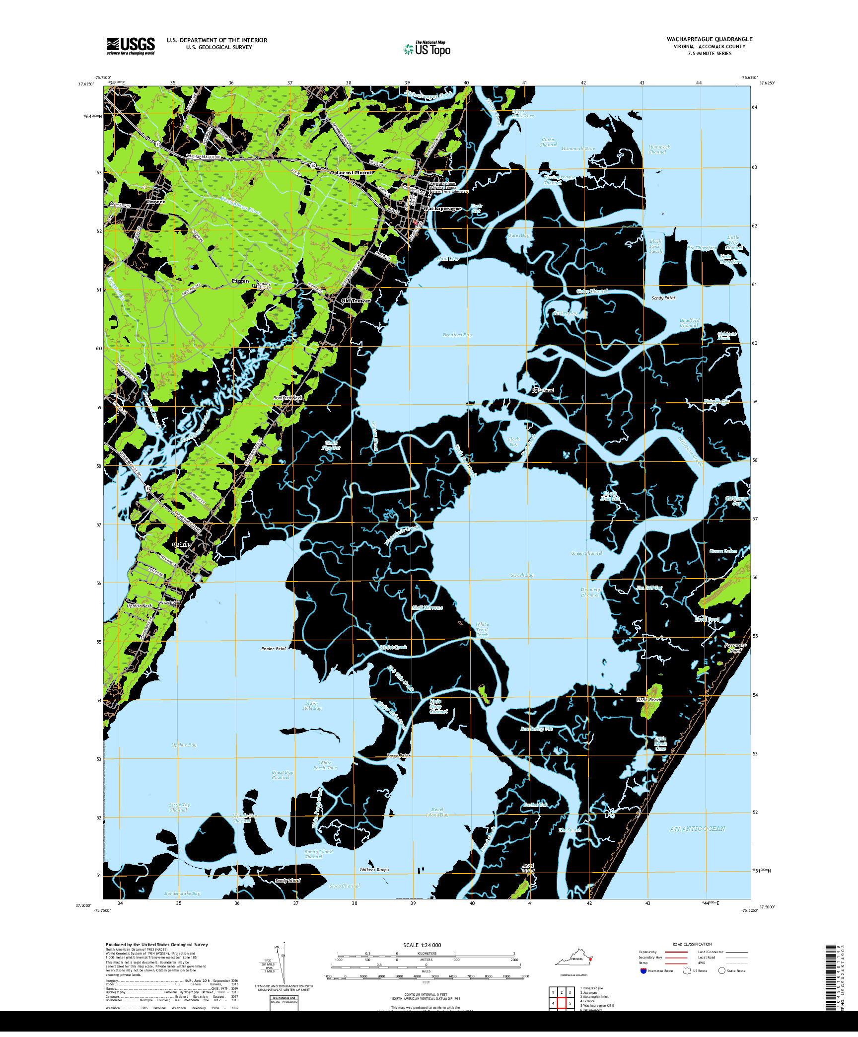 USGS US TOPO 7.5-MINUTE MAP FOR WACHAPREAGUE, VA 2019