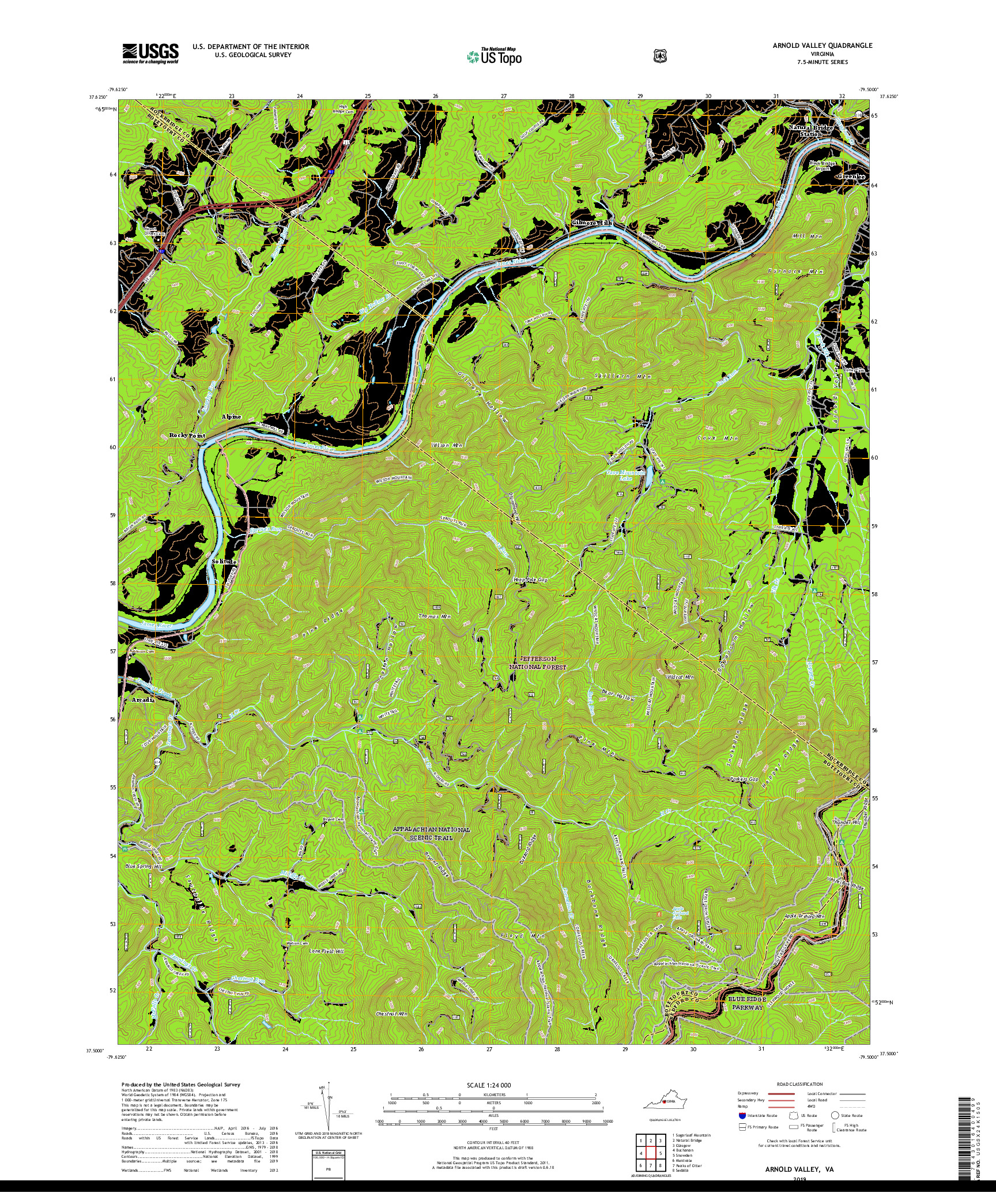 USGS US TOPO 7.5-MINUTE MAP FOR ARNOLD VALLEY, VA 2019