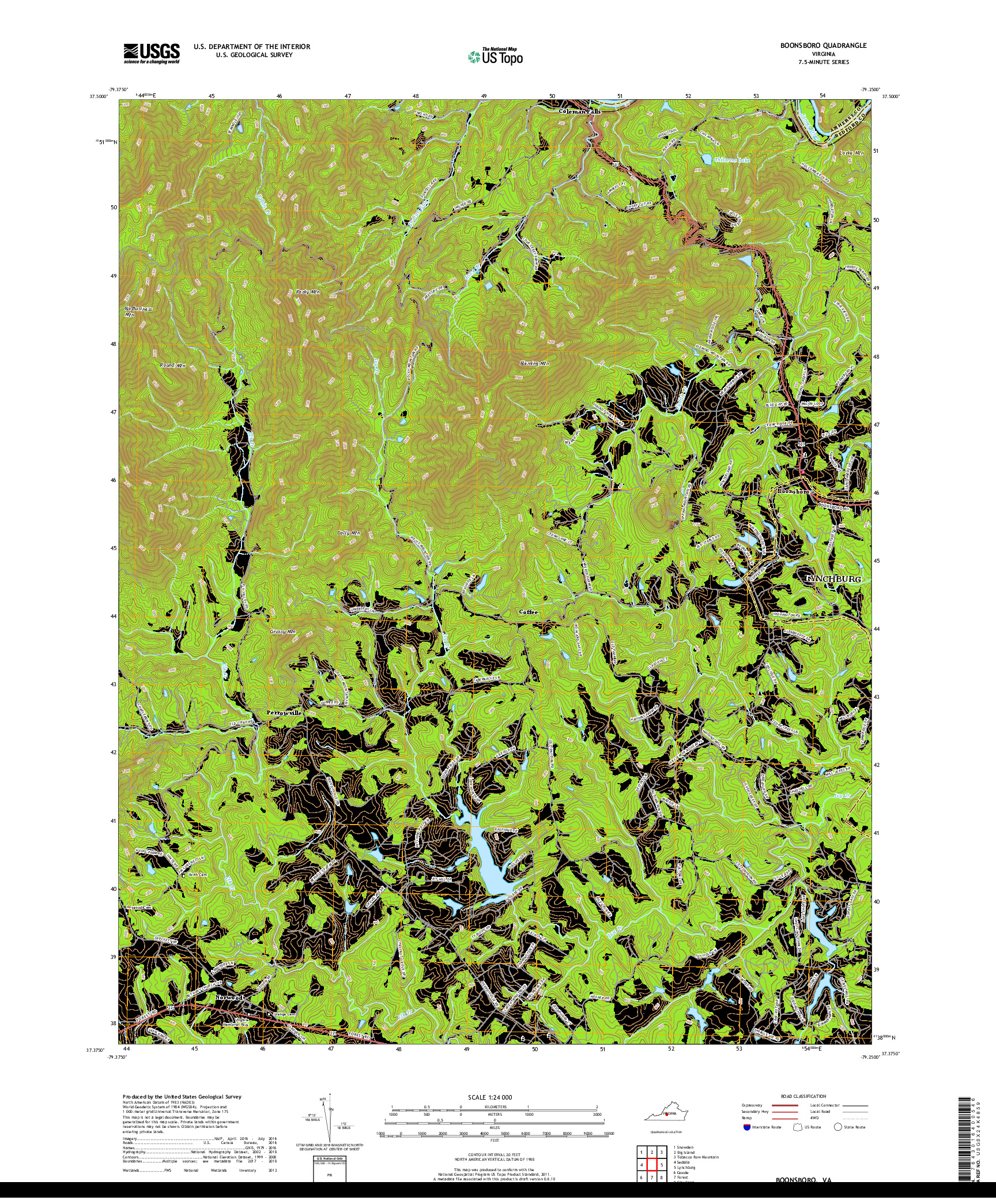 USGS US TOPO 7.5-MINUTE MAP FOR BOONSBORO, VA 2019