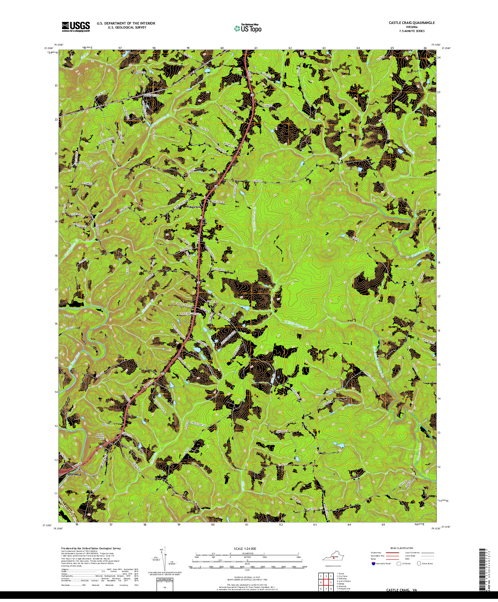 USGS US TOPO 7.5-MINUTE MAP FOR CASTLE CRAIG, VA 2019