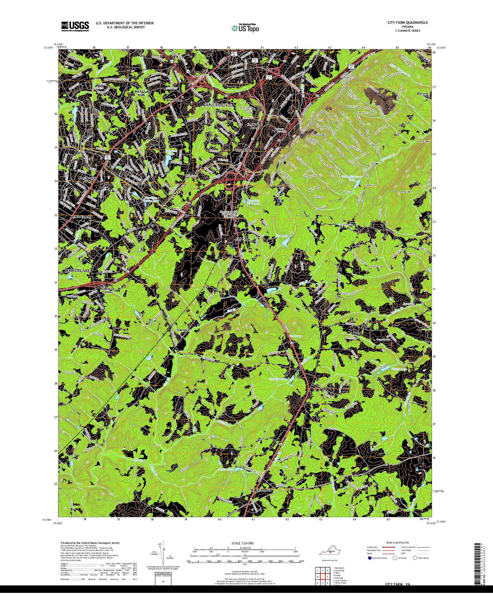 USGS US TOPO 7.5-MINUTE MAP FOR CITY FARM, VA 2019