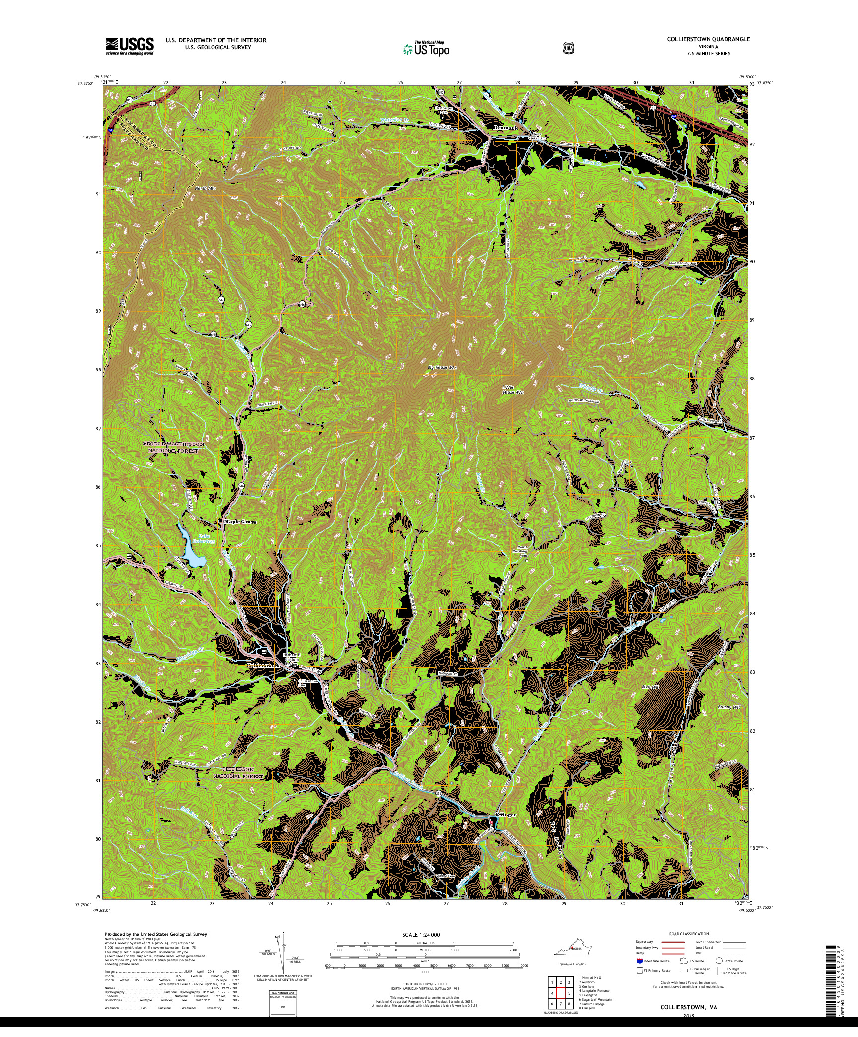 USGS US TOPO 7.5-MINUTE MAP FOR COLLIERSTOWN, VA 2019