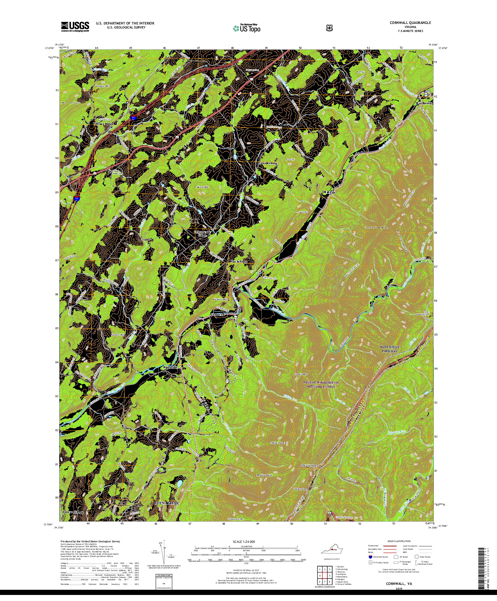 USGS US TOPO 7.5-MINUTE MAP FOR CORNWALL, VA 2019