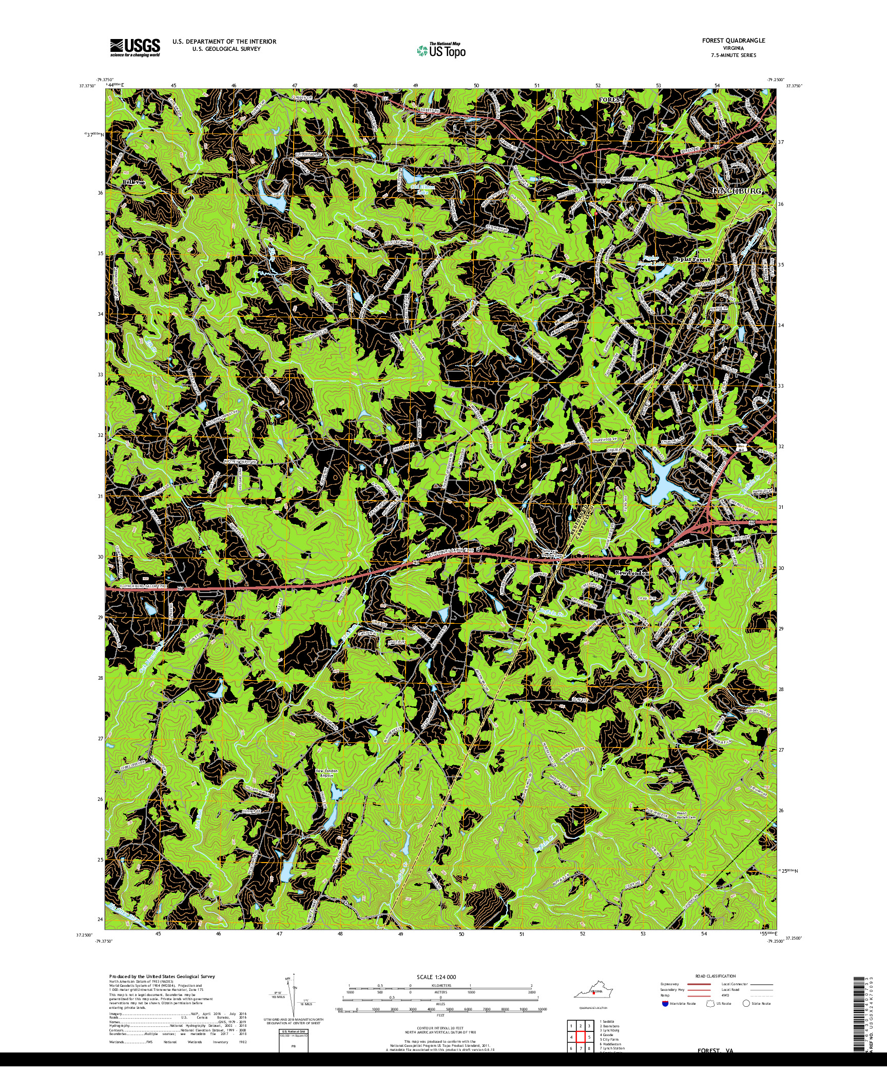 USGS US TOPO 7.5-MINUTE MAP FOR FOREST, VA 2019