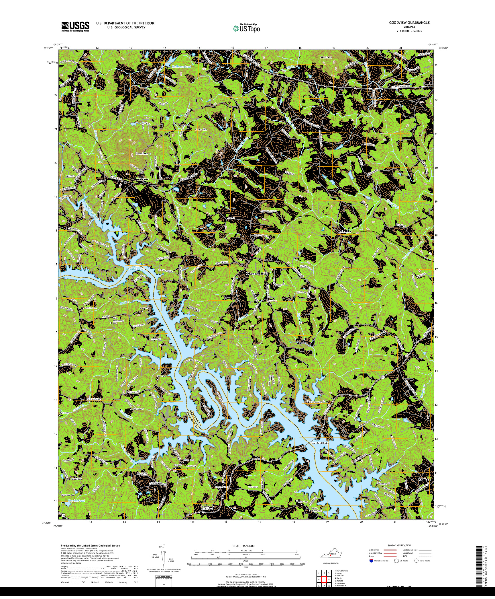 USGS US TOPO 7.5-MINUTE MAP FOR GOODVIEW, VA 2019