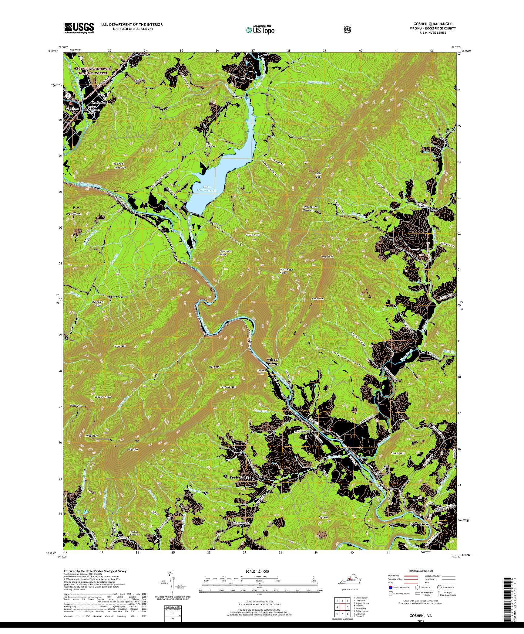 USGS US TOPO 7.5-MINUTE MAP FOR GOSHEN, VA 2019
