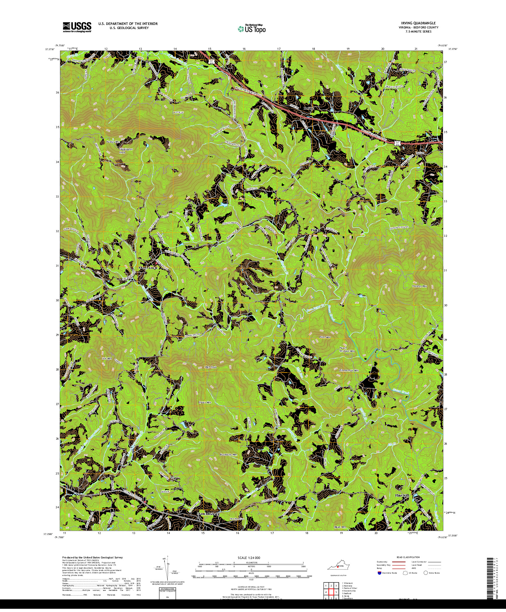 USGS US TOPO 7.5-MINUTE MAP FOR IRVING, VA 2019