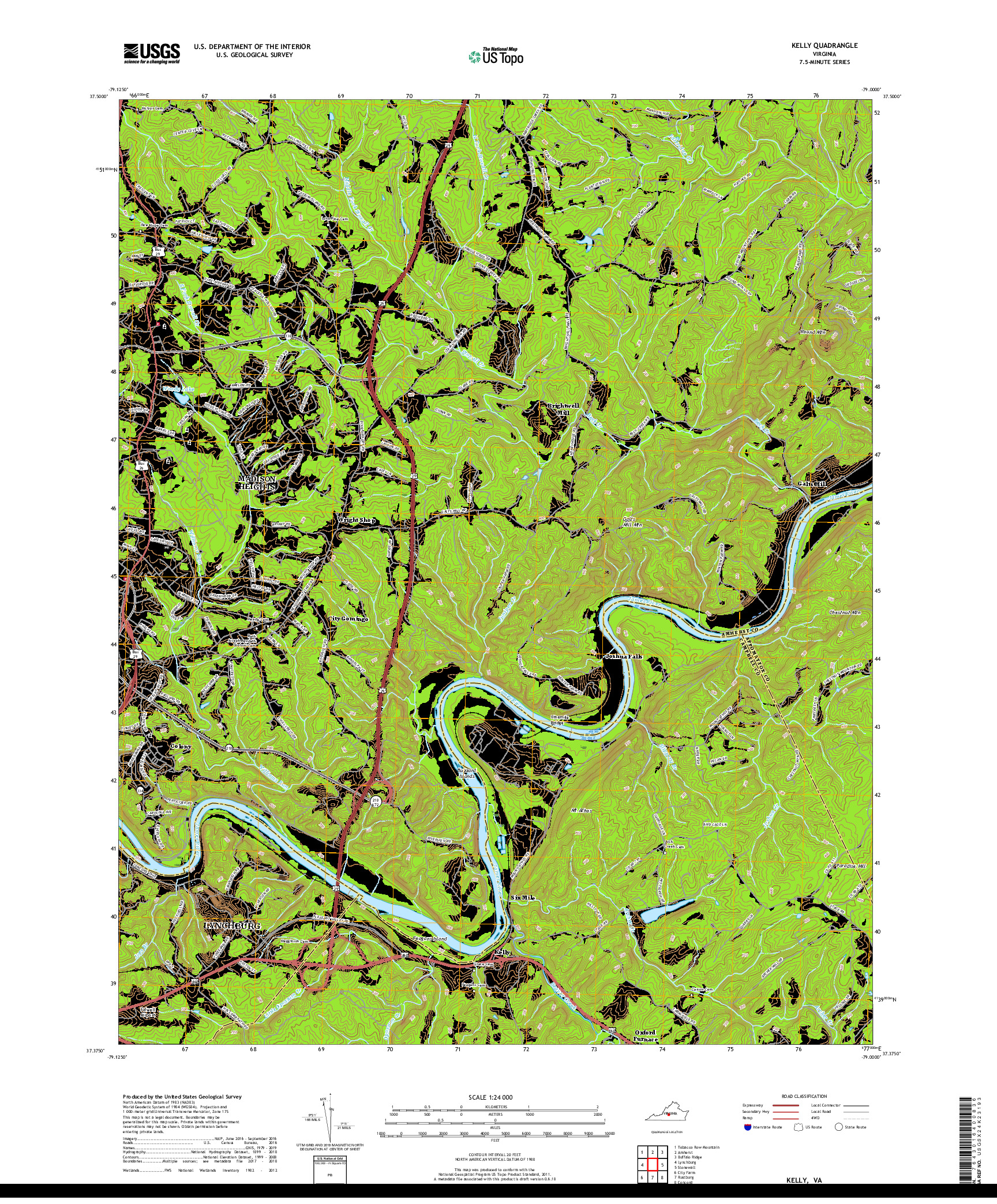 USGS US TOPO 7.5-MINUTE MAP FOR KELLY, VA 2019