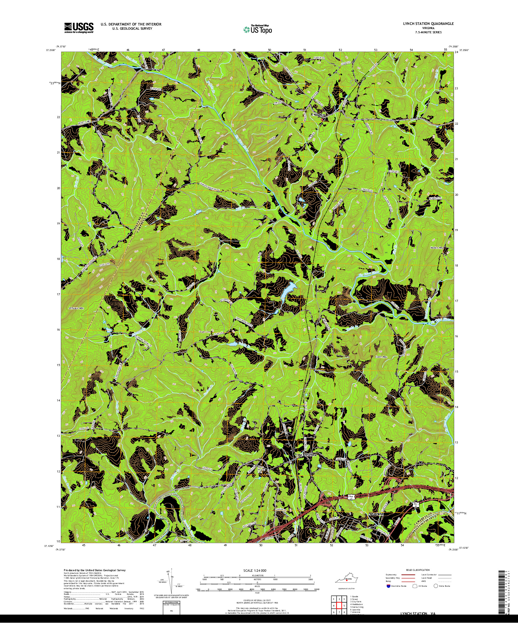 USGS US TOPO 7.5-MINUTE MAP FOR LYNCH STATION, VA 2019