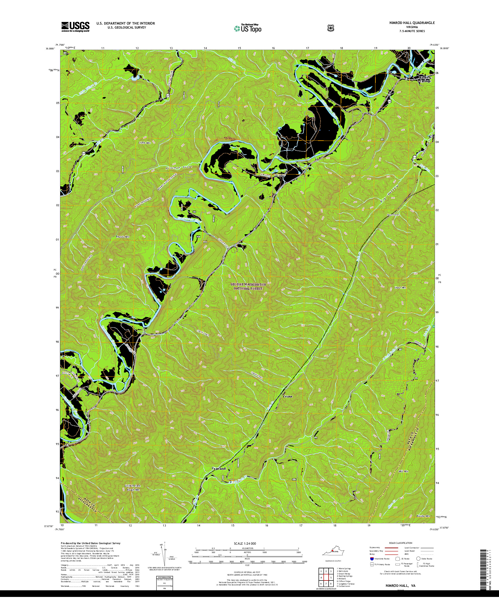 USGS US TOPO 7.5-MINUTE MAP FOR NIMROD HALL, VA 2019