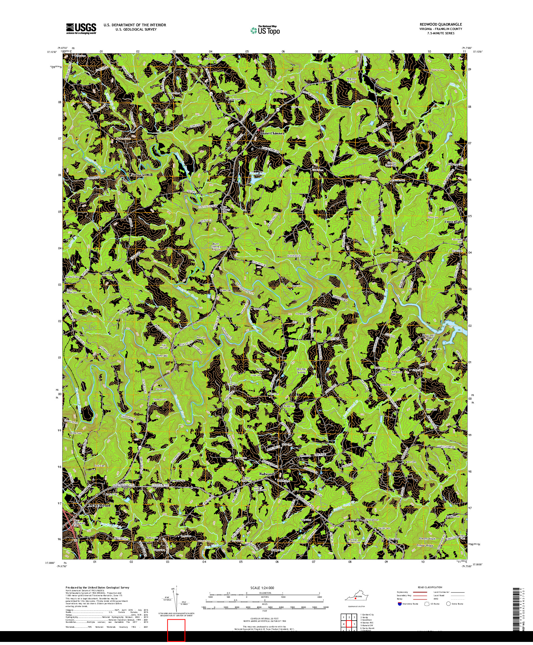 USGS US TOPO 7.5-MINUTE MAP FOR REDWOOD, VA 2019