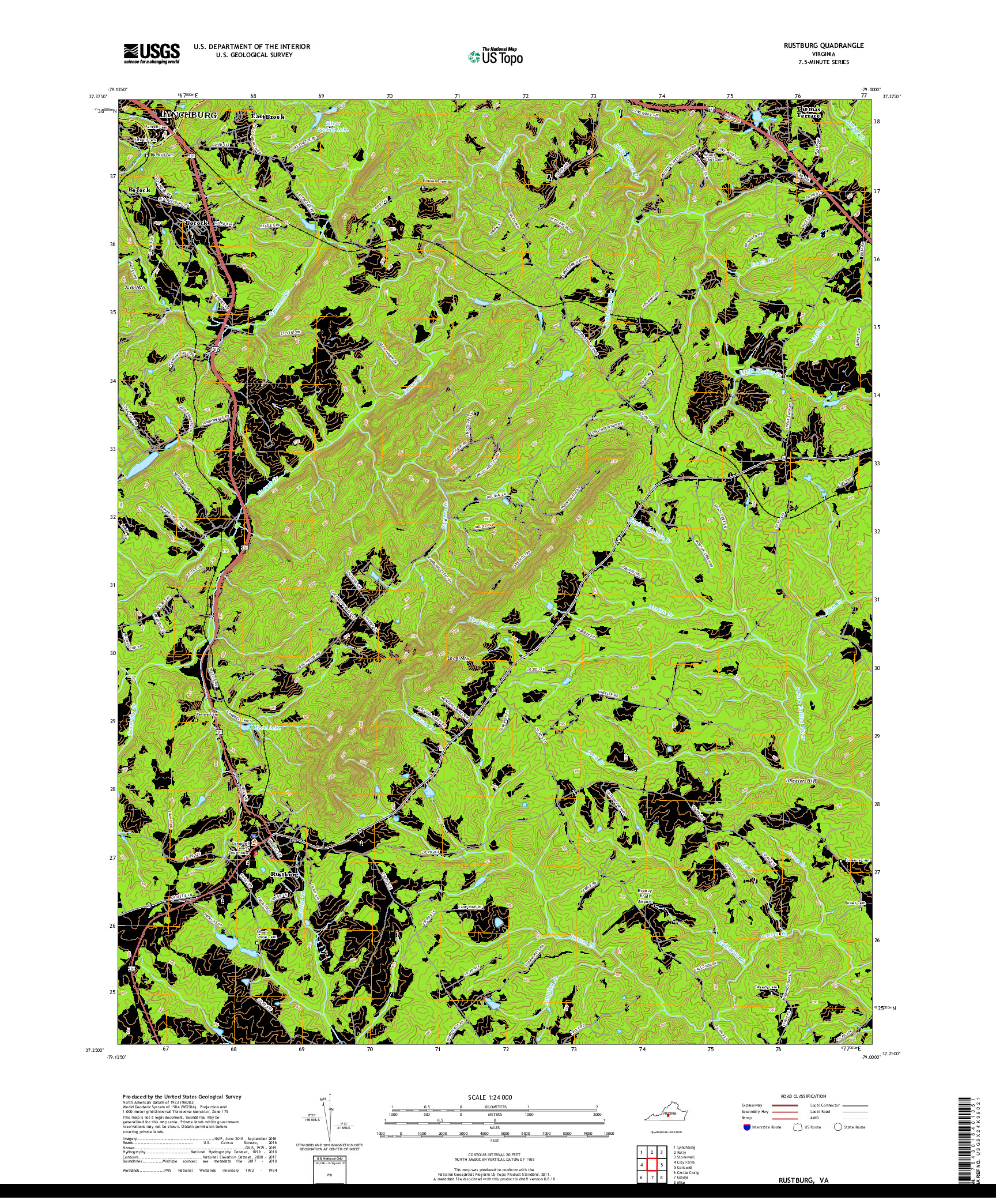 USGS US TOPO 7.5-MINUTE MAP FOR RUSTBURG, VA 2019