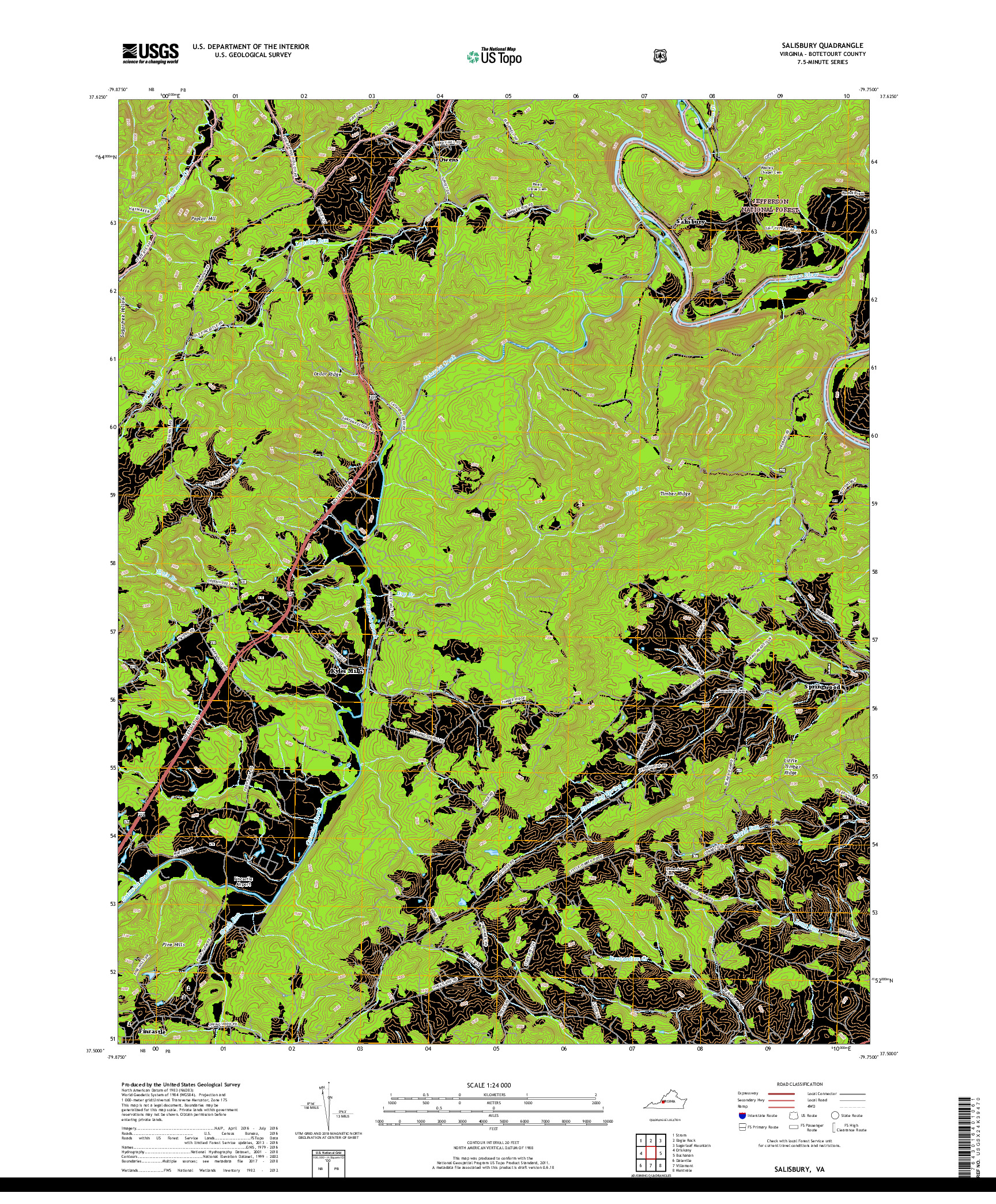 USGS US TOPO 7.5-MINUTE MAP FOR SALISBURY, VA 2019