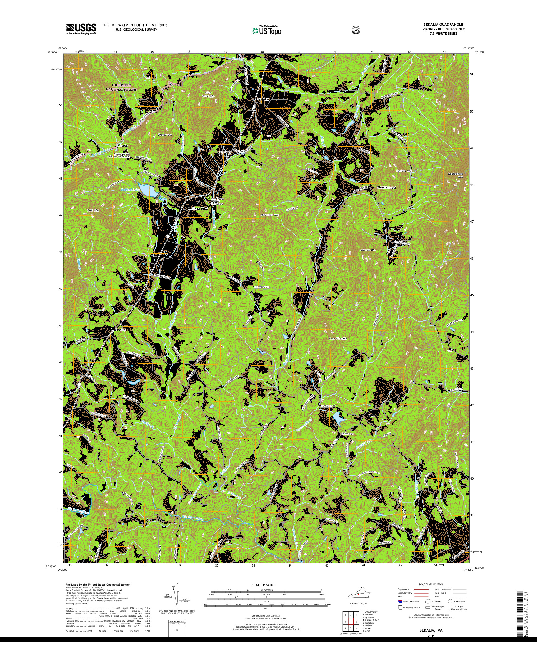 USGS US TOPO 7.5-MINUTE MAP FOR SEDALIA, VA 2019