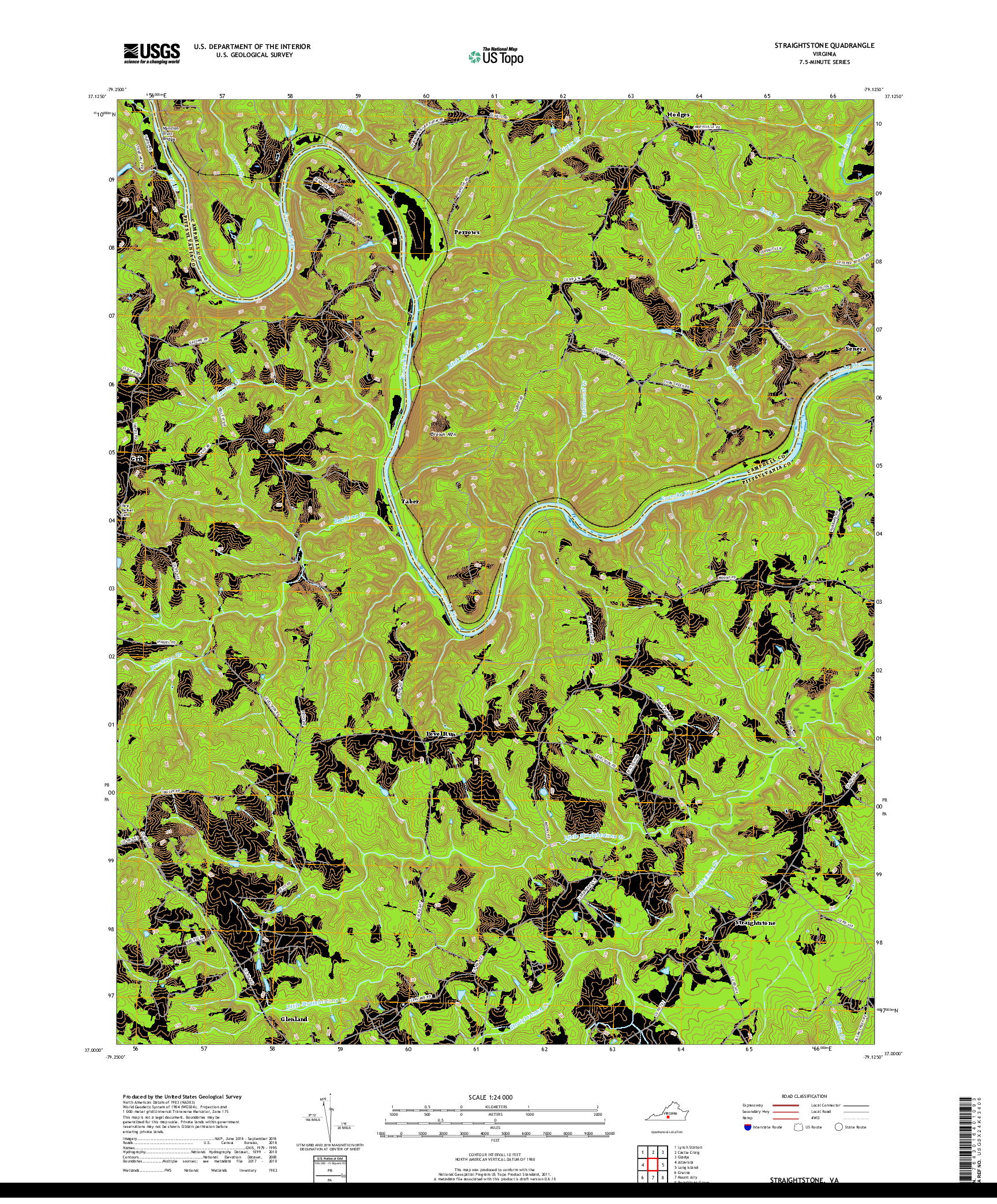 USGS US TOPO 7.5-MINUTE MAP FOR STRAIGHTSTONE, VA 2019