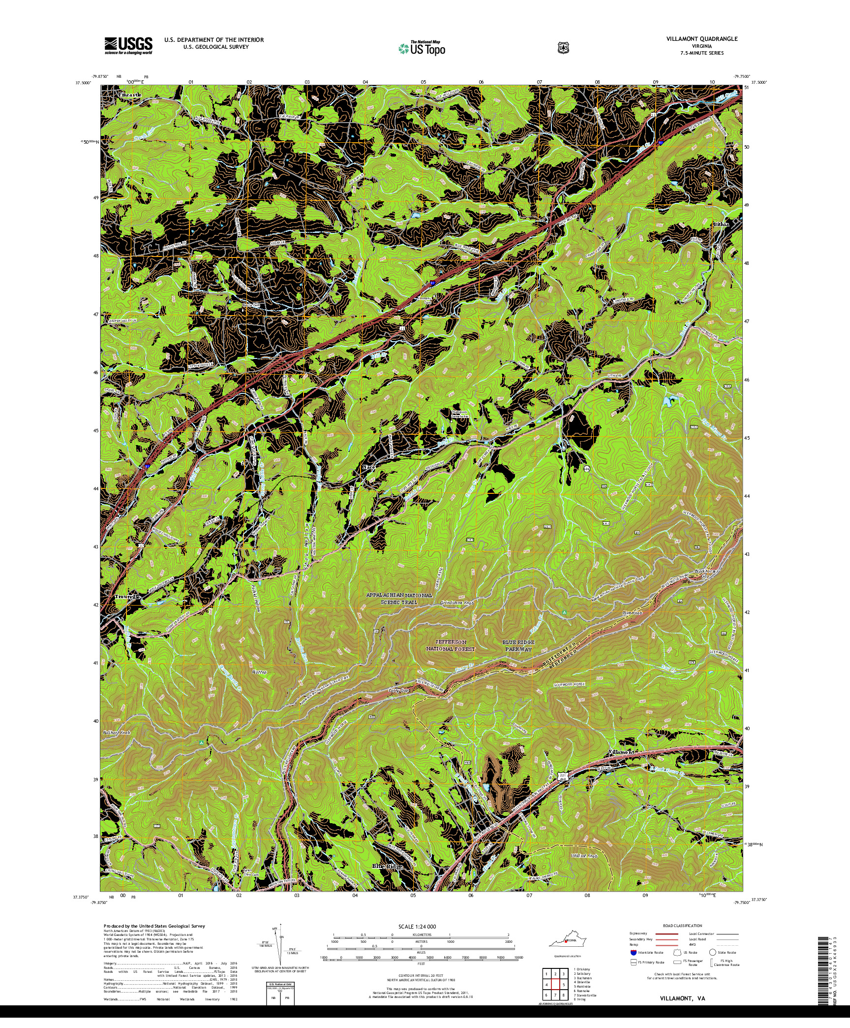 USGS US TOPO 7.5-MINUTE MAP FOR VILLAMONT, VA 2019