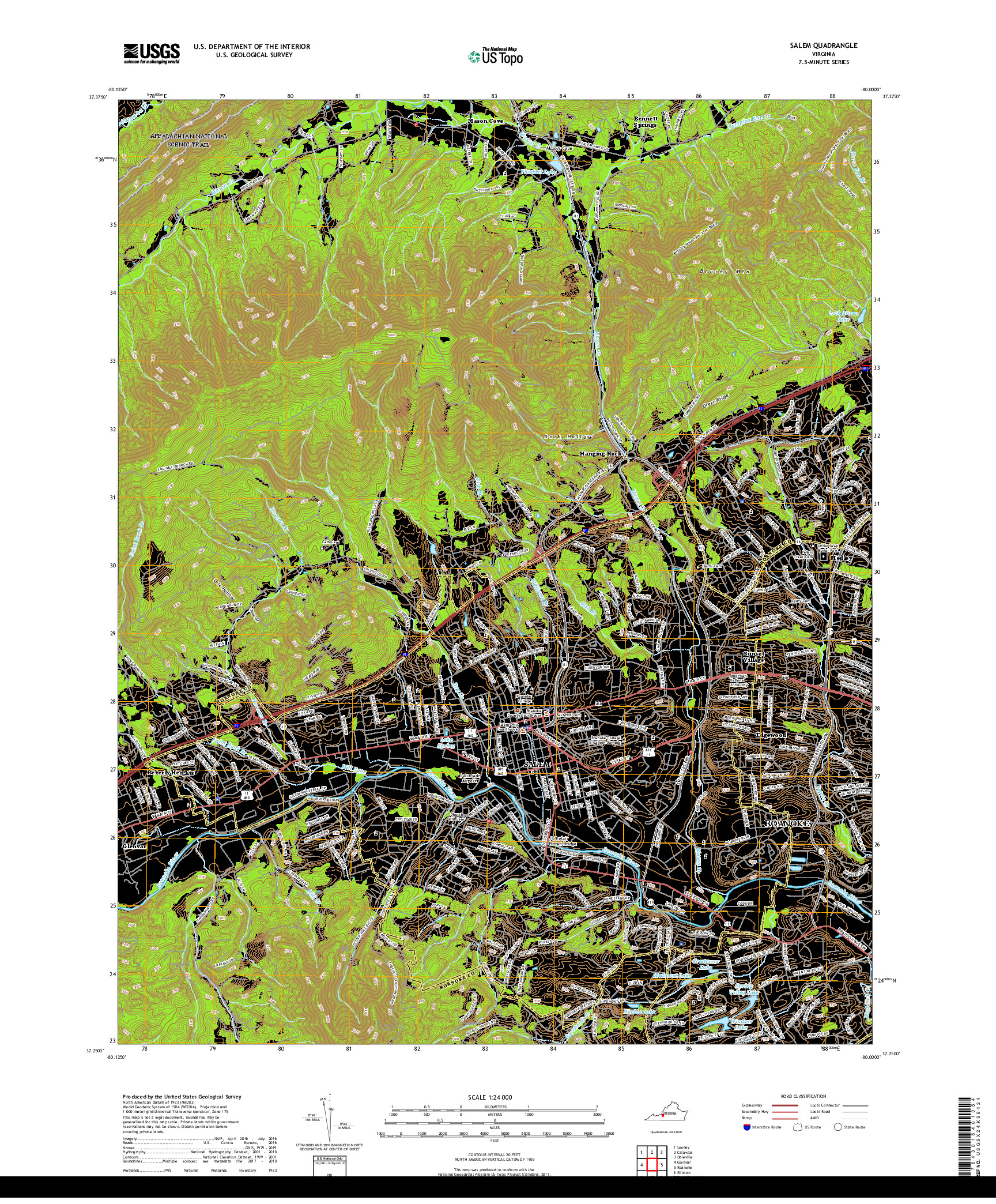 USGS US TOPO 7.5-MINUTE MAP FOR SALEM, VA 2019