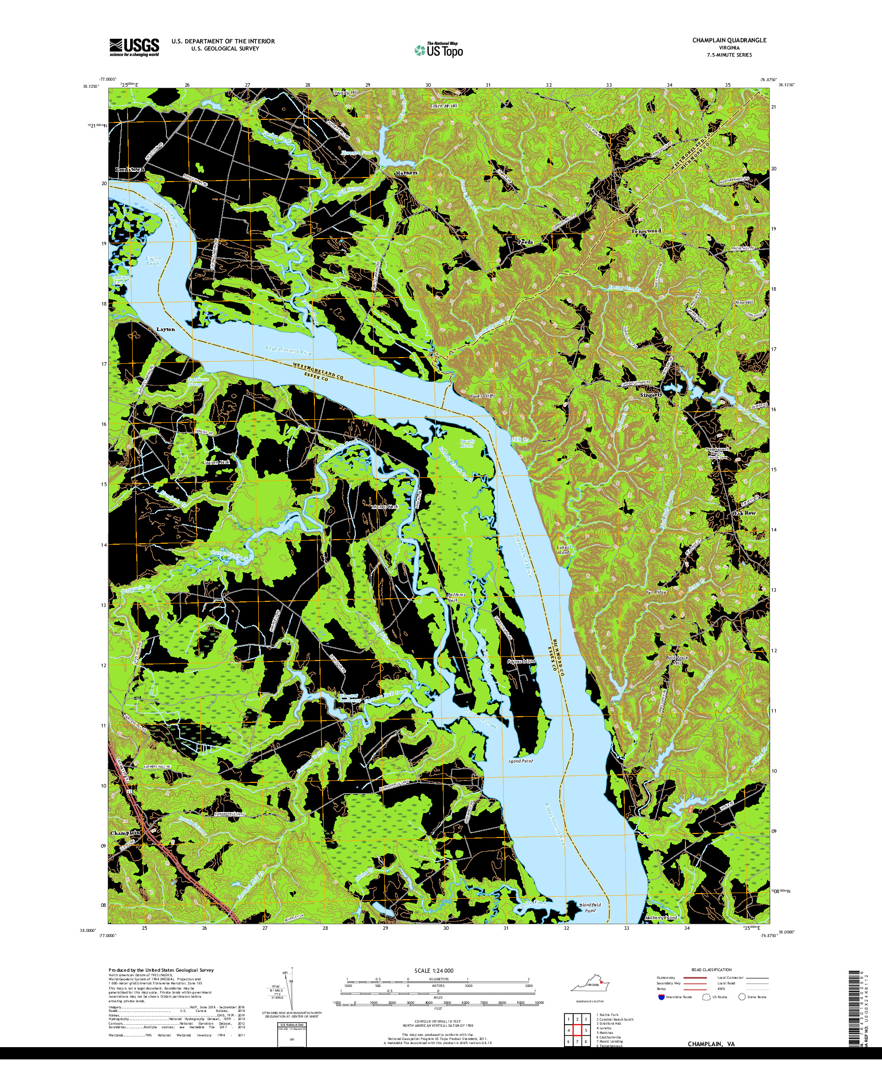 USGS US TOPO 7.5-MINUTE MAP FOR CHAMPLAIN, VA 2019