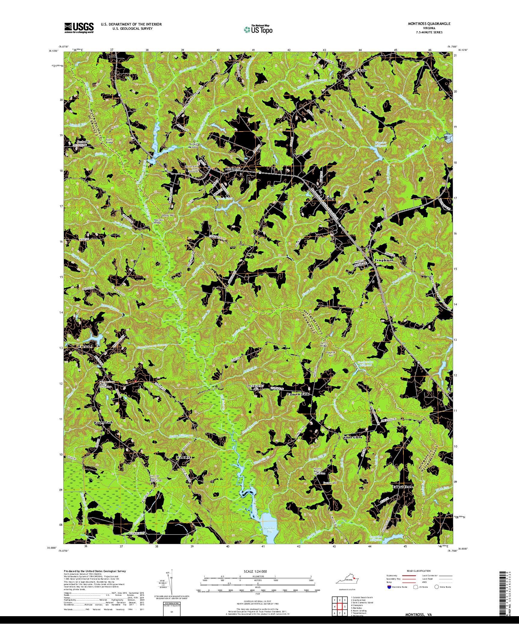 USGS US TOPO 7.5-MINUTE MAP FOR MONTROSS, VA 2019