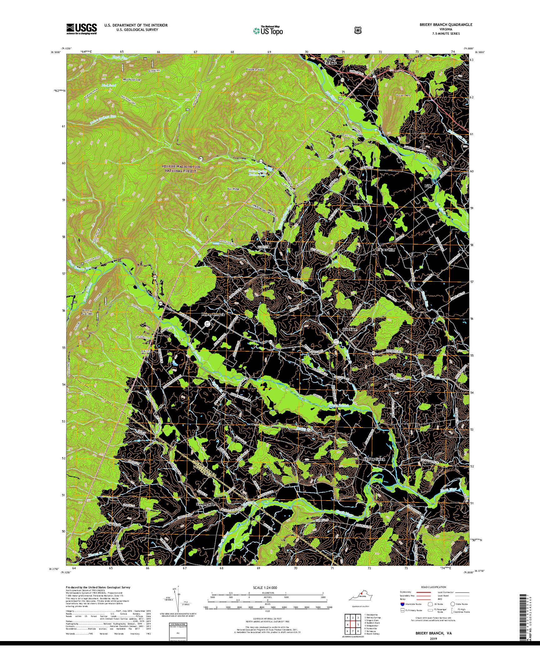 USGS US TOPO 7.5-MINUTE MAP FOR BRIERY BRANCH, VA 2019