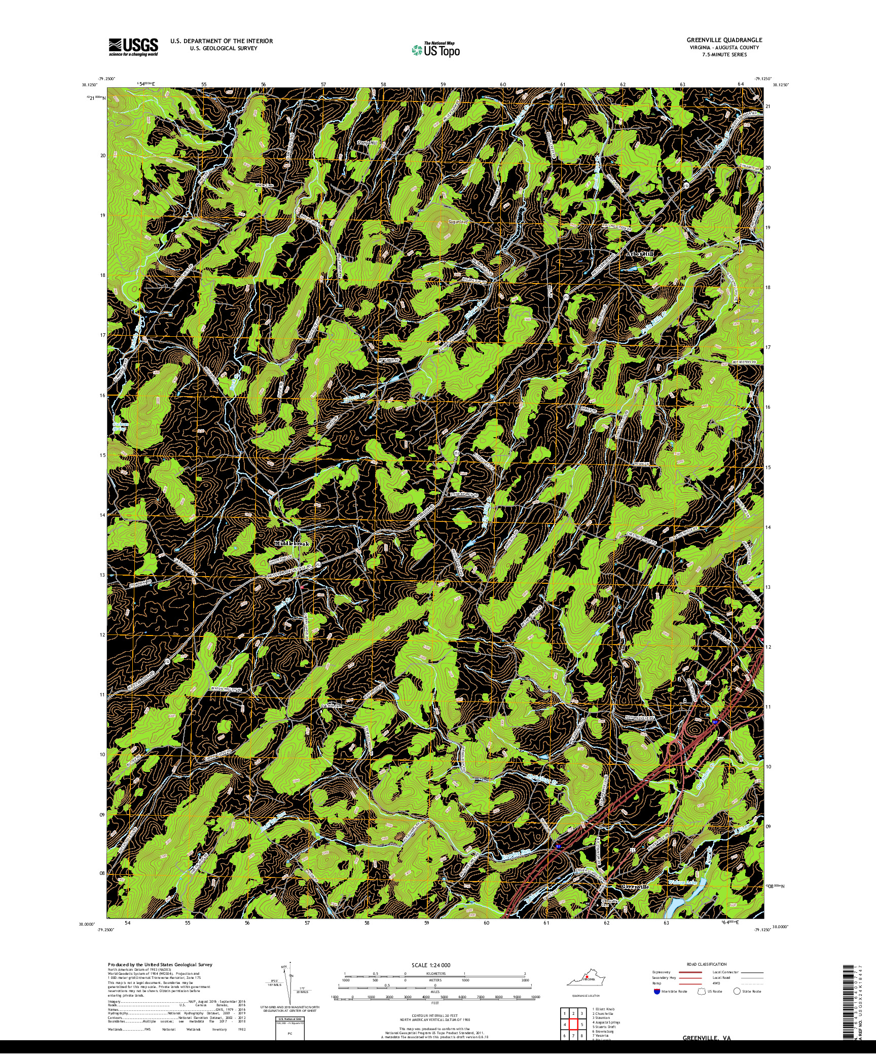 USGS US TOPO 7.5-MINUTE MAP FOR GREENVILLE, VA 2019