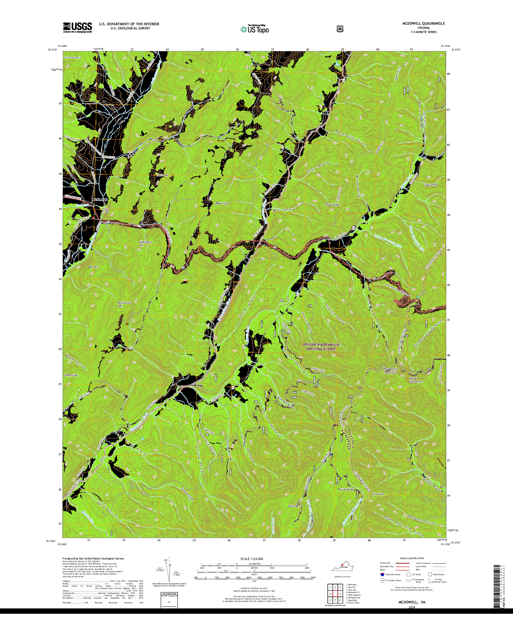 USGS US TOPO 7.5-MINUTE MAP FOR MCDOWELL, VA 2019