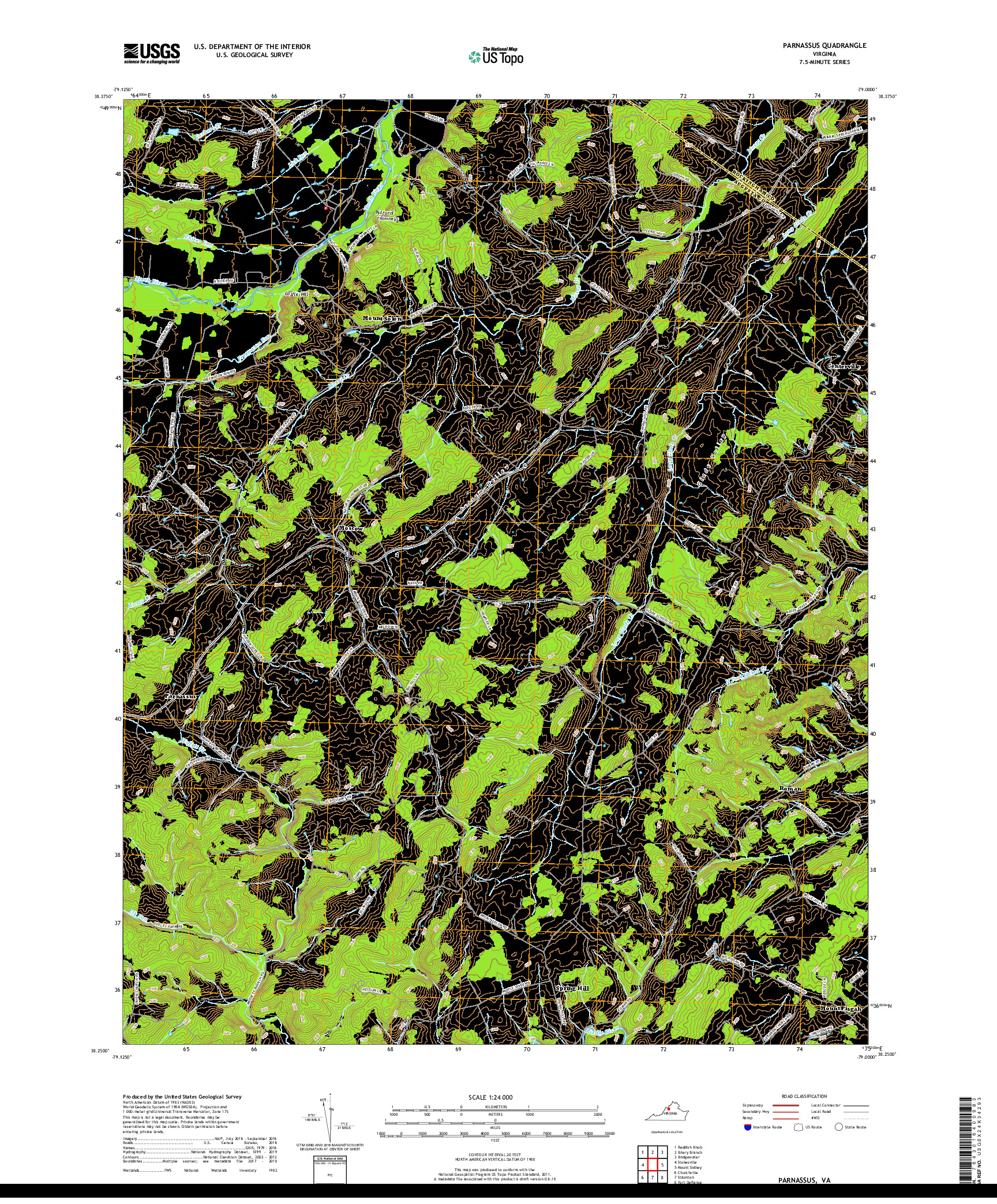 USGS US TOPO 7.5-MINUTE MAP FOR PARNASSUS, VA 2019