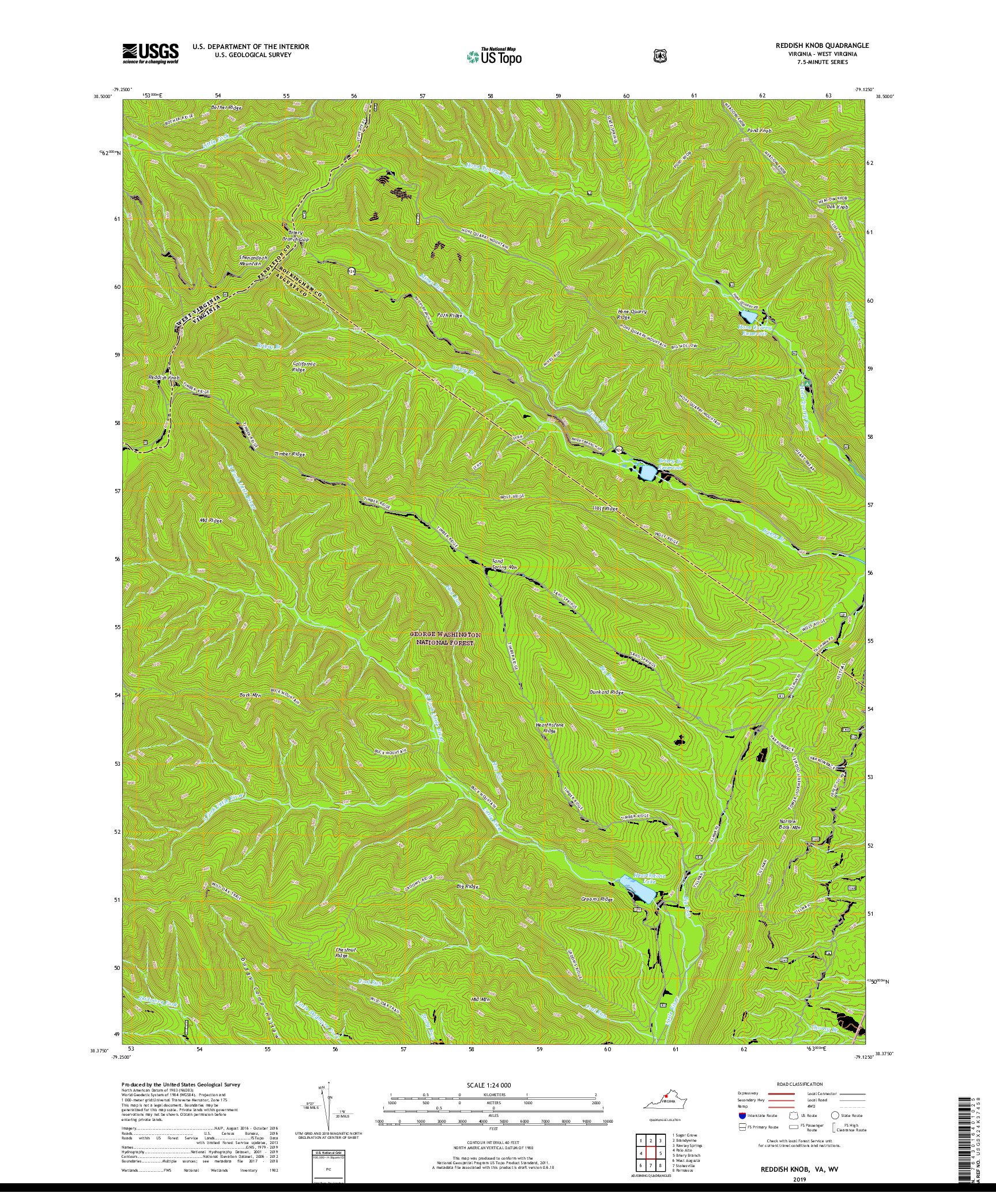 USGS US TOPO 7.5-MINUTE MAP FOR REDDISH KNOB, VA,WV 2019