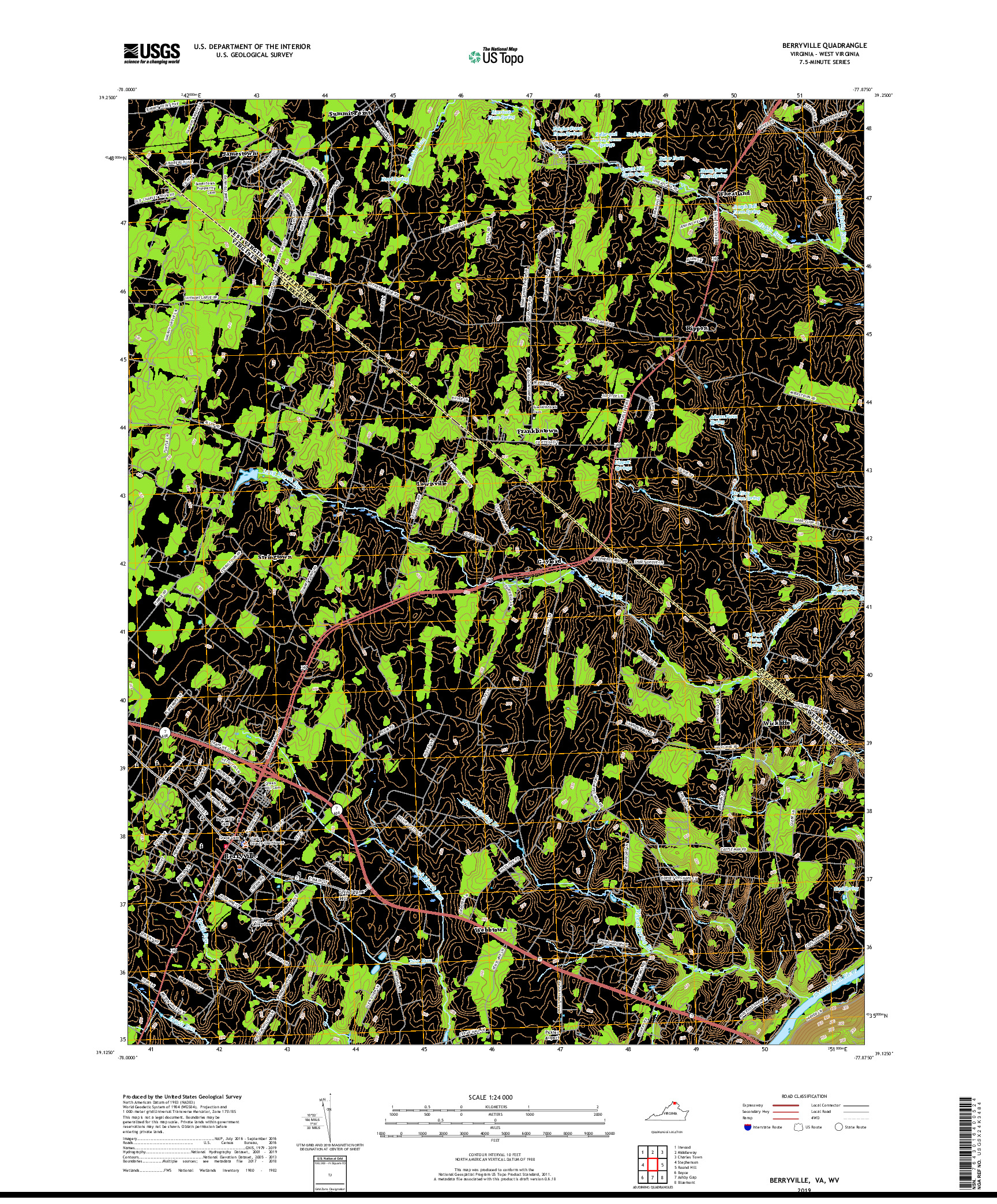 USGS US TOPO 7.5-MINUTE MAP FOR BERRYVILLE, VA,WV 2019