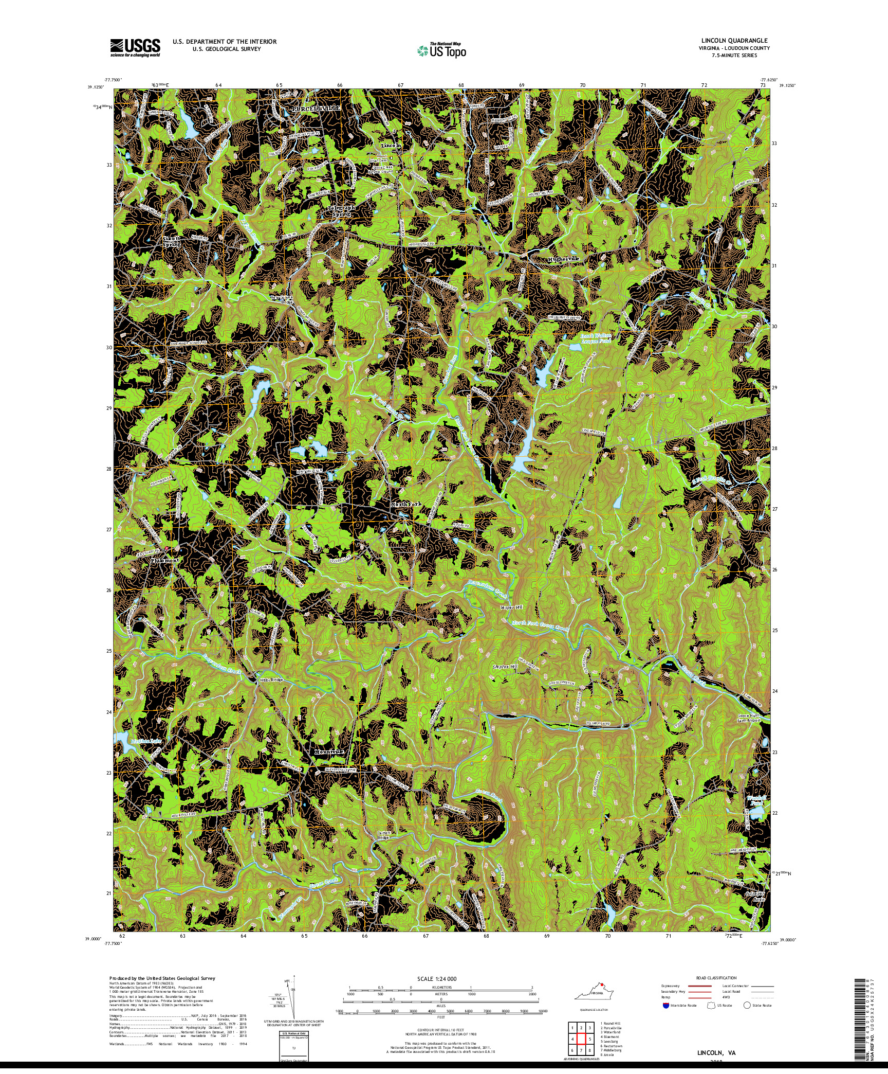 USGS US TOPO 7.5-MINUTE MAP FOR LINCOLN, VA 2019