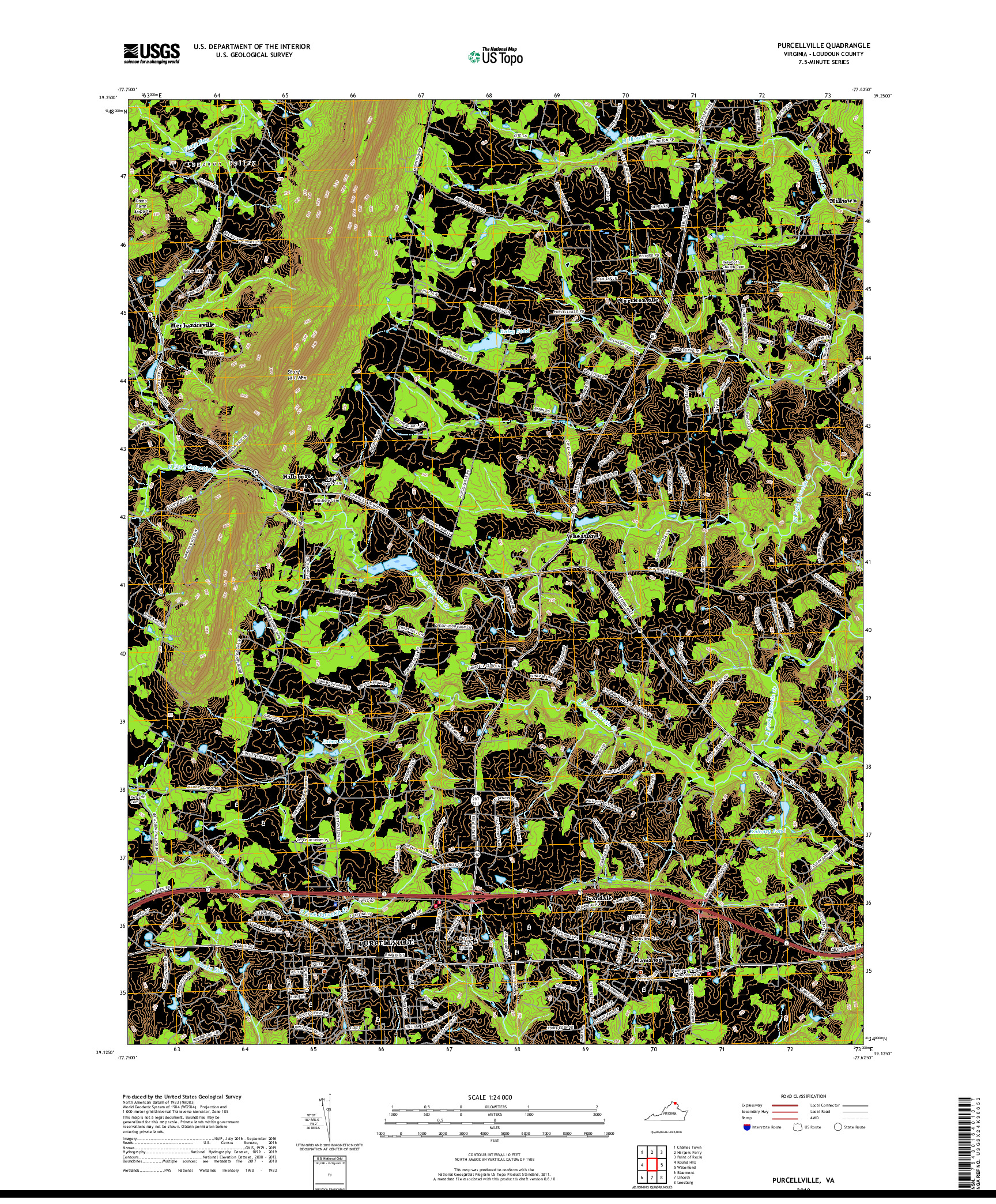 USGS US TOPO 7.5-MINUTE MAP FOR PURCELLVILLE, VA 2019