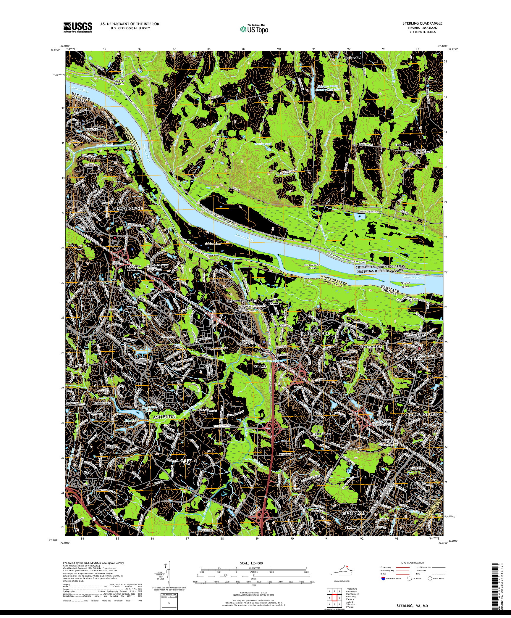 USGS US TOPO 7.5-MINUTE MAP FOR STERLING, VA,MD 2019