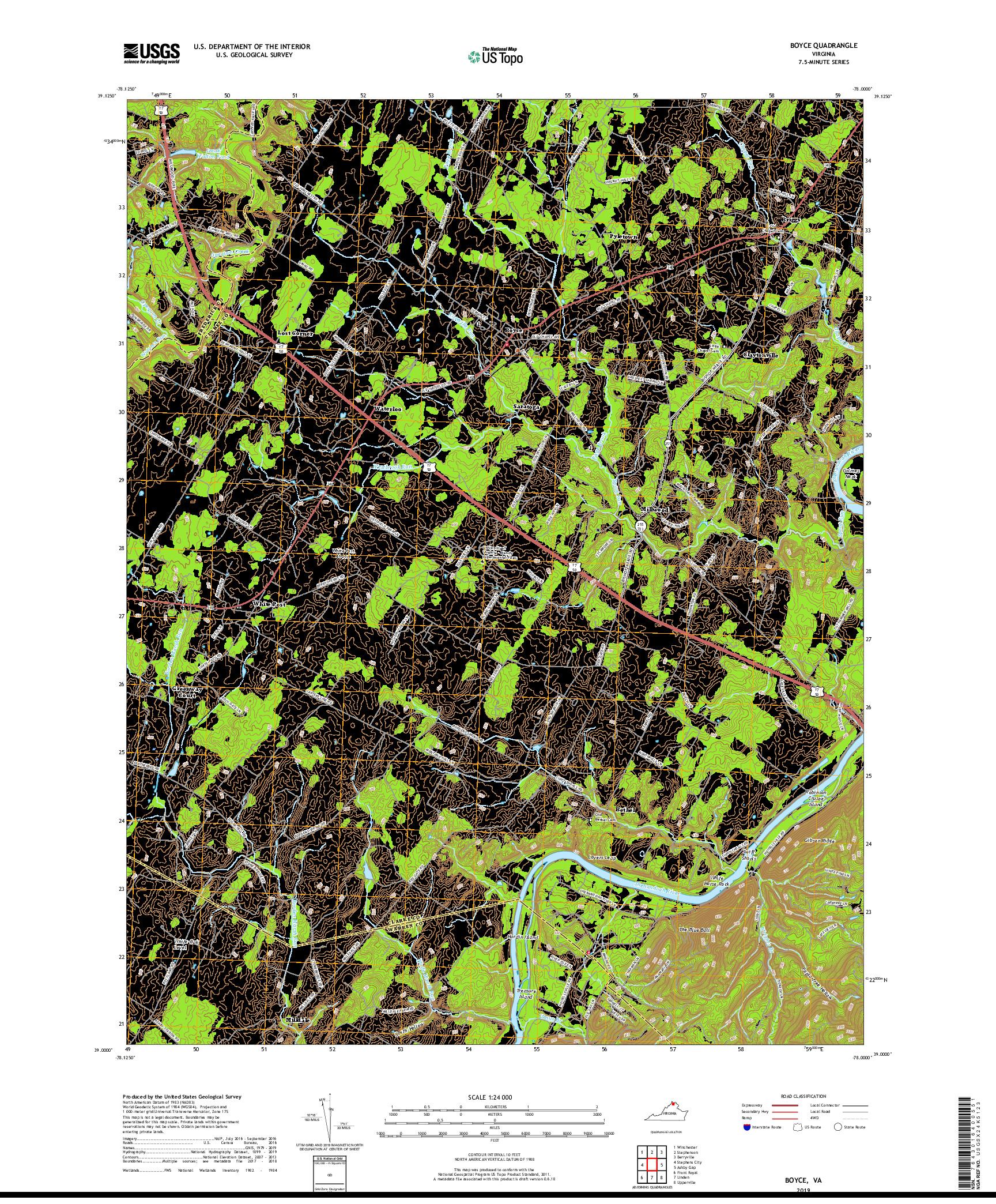 USGS US TOPO 7.5-MINUTE MAP FOR BOYCE, VA 2019