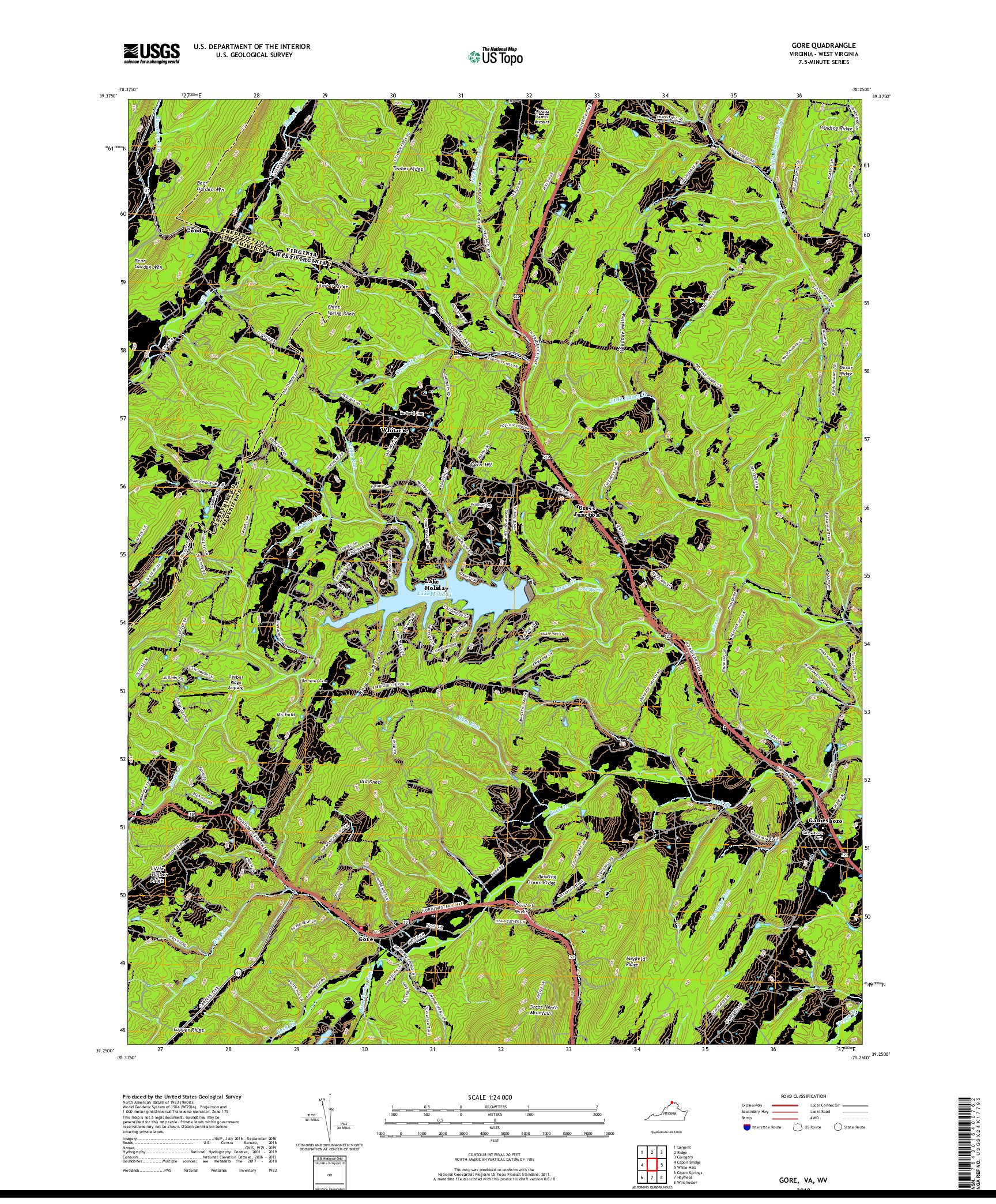 USGS US TOPO 7.5-MINUTE MAP FOR GORE, VA,WV 2019