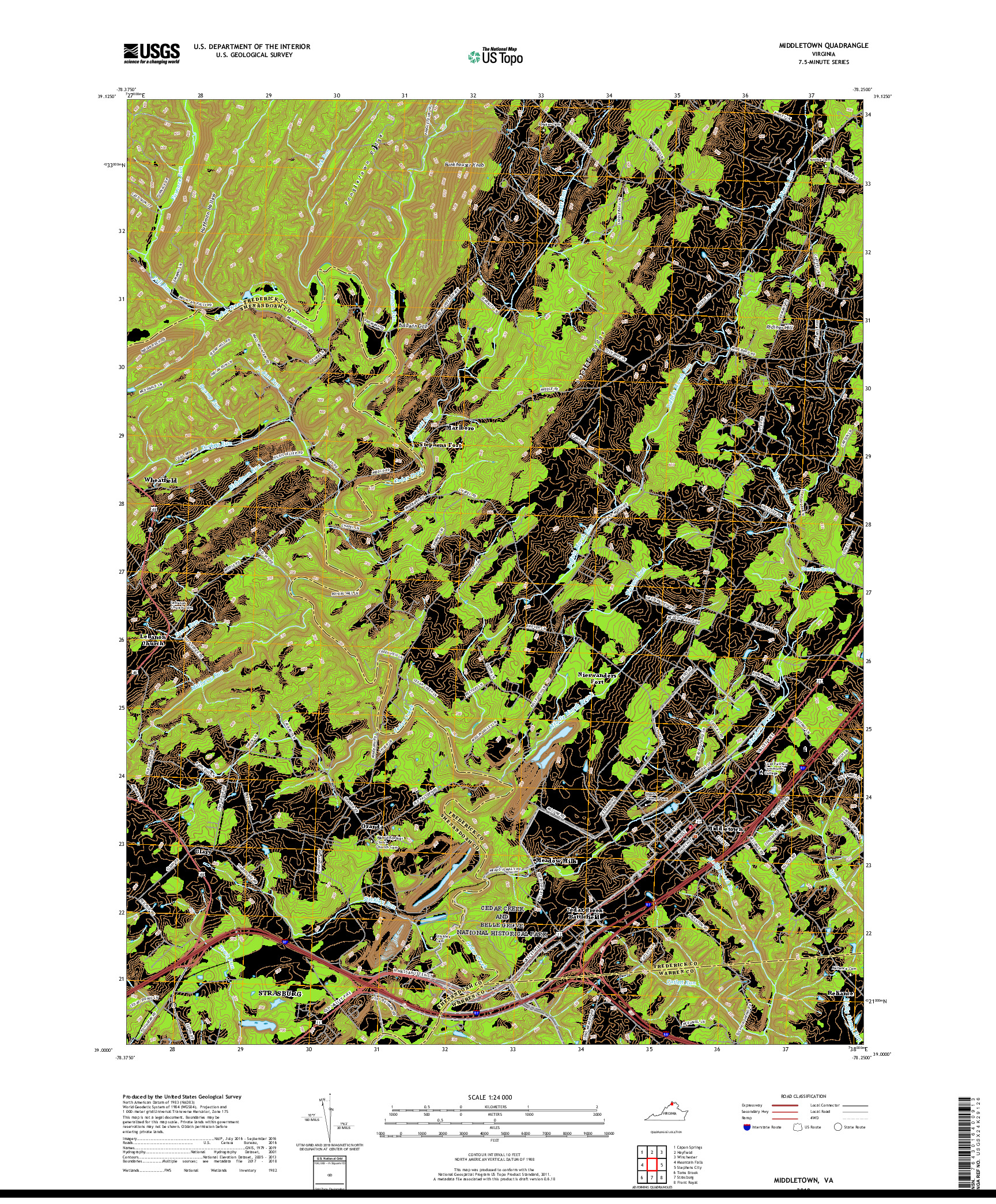 USGS US TOPO 7.5-MINUTE MAP FOR MIDDLETOWN, VA 2019