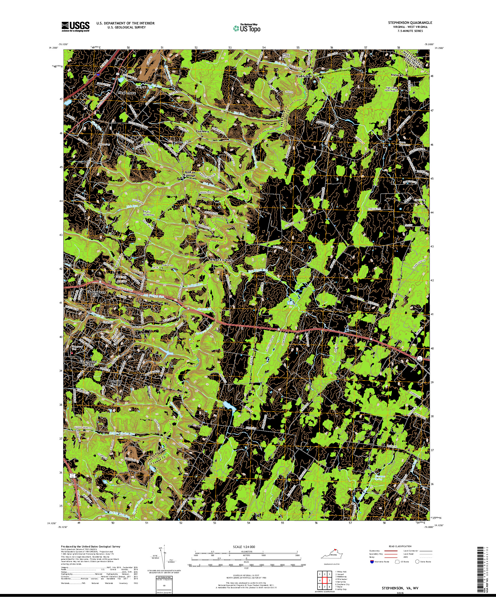 USGS US TOPO 7.5-MINUTE MAP FOR STEPHENSON, VA,WV 2019