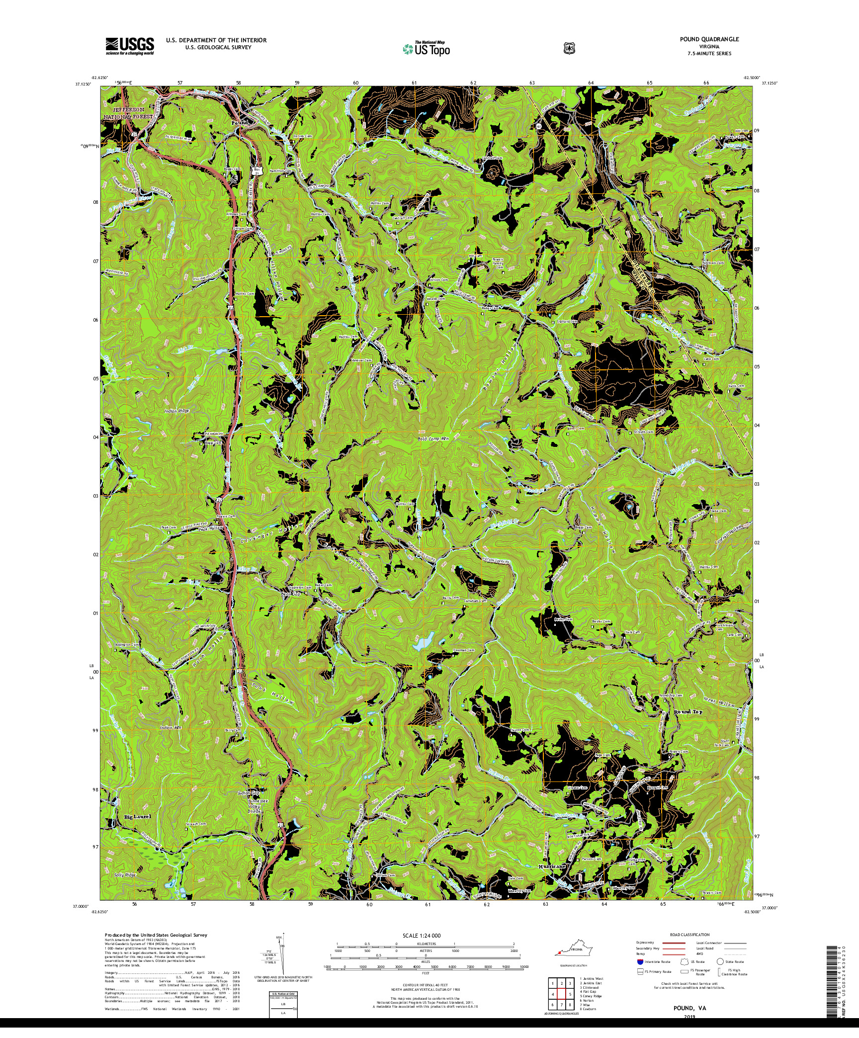 USGS US TOPO 7.5-MINUTE MAP FOR POUND, VA 2019