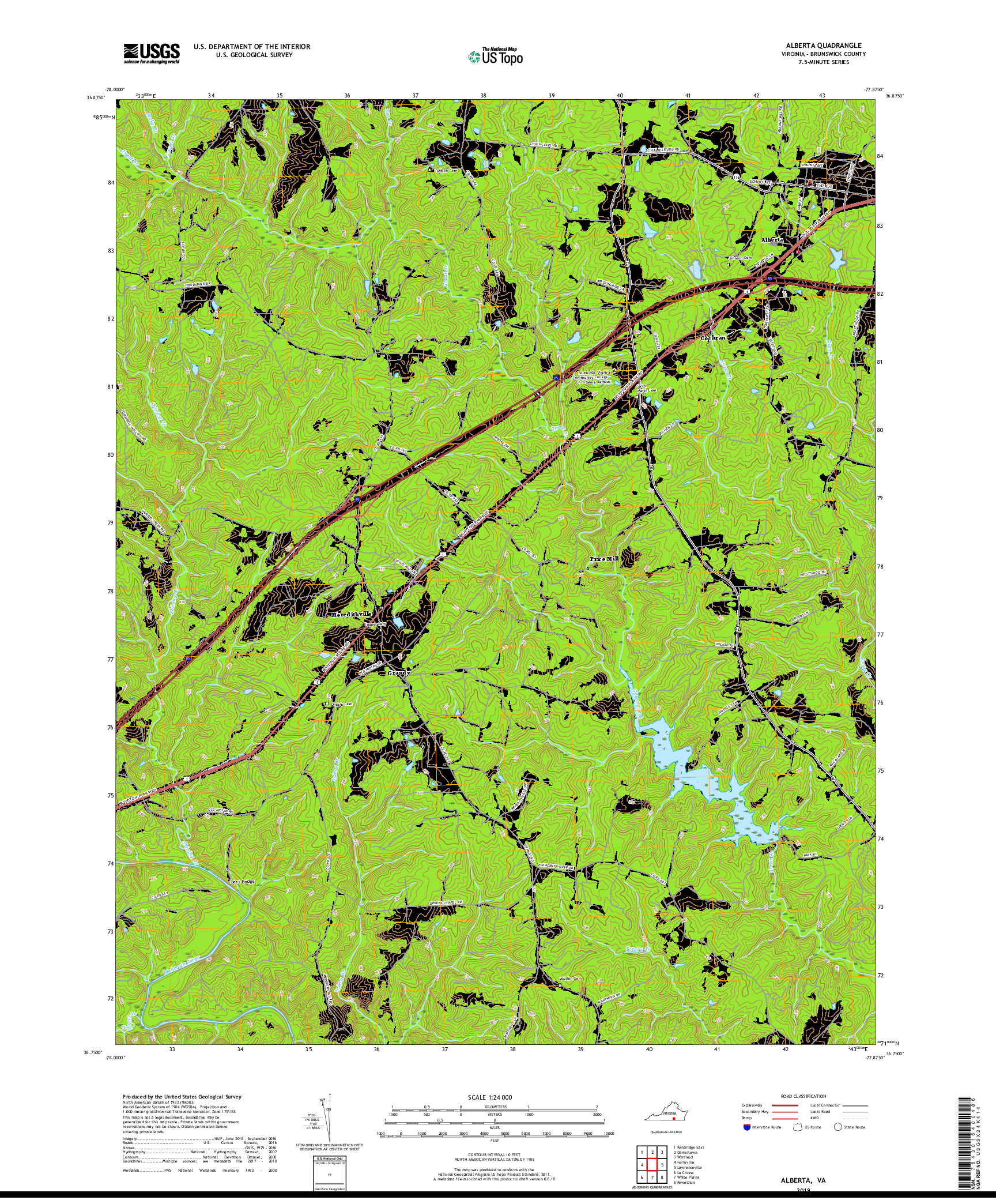 USGS US TOPO 7.5-MINUTE MAP FOR ALBERTA, VA 2019