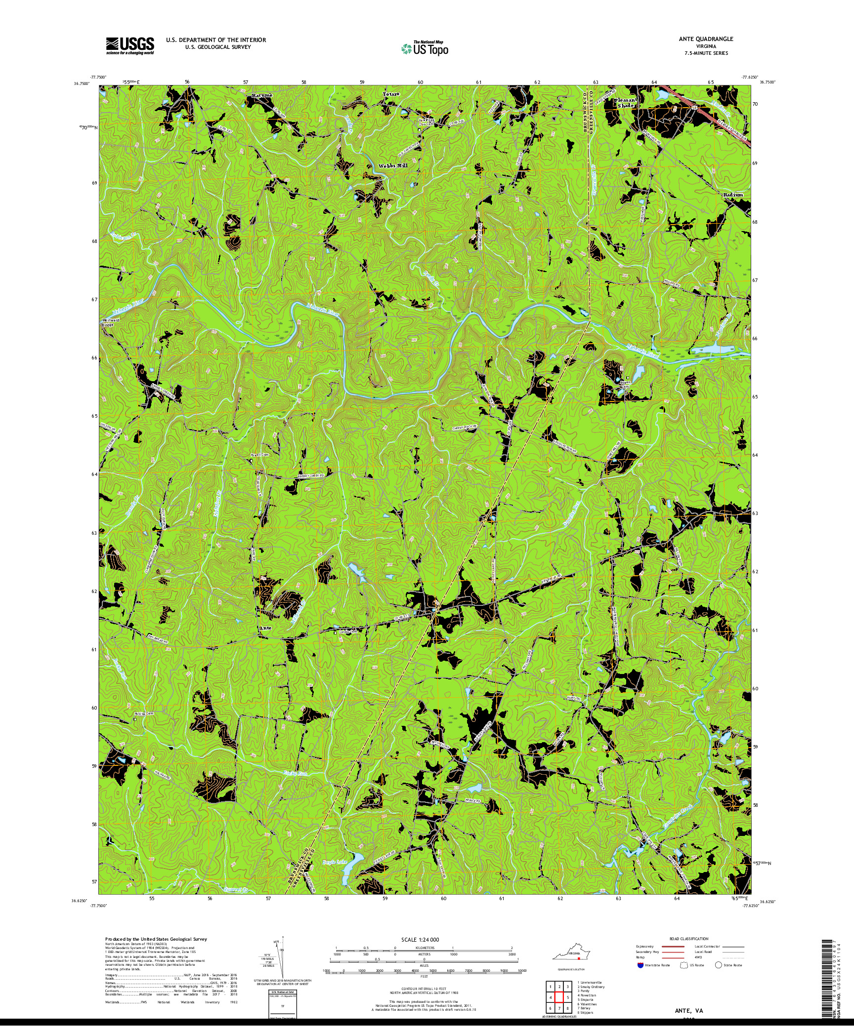 USGS US TOPO 7.5-MINUTE MAP FOR ANTE, VA 2019