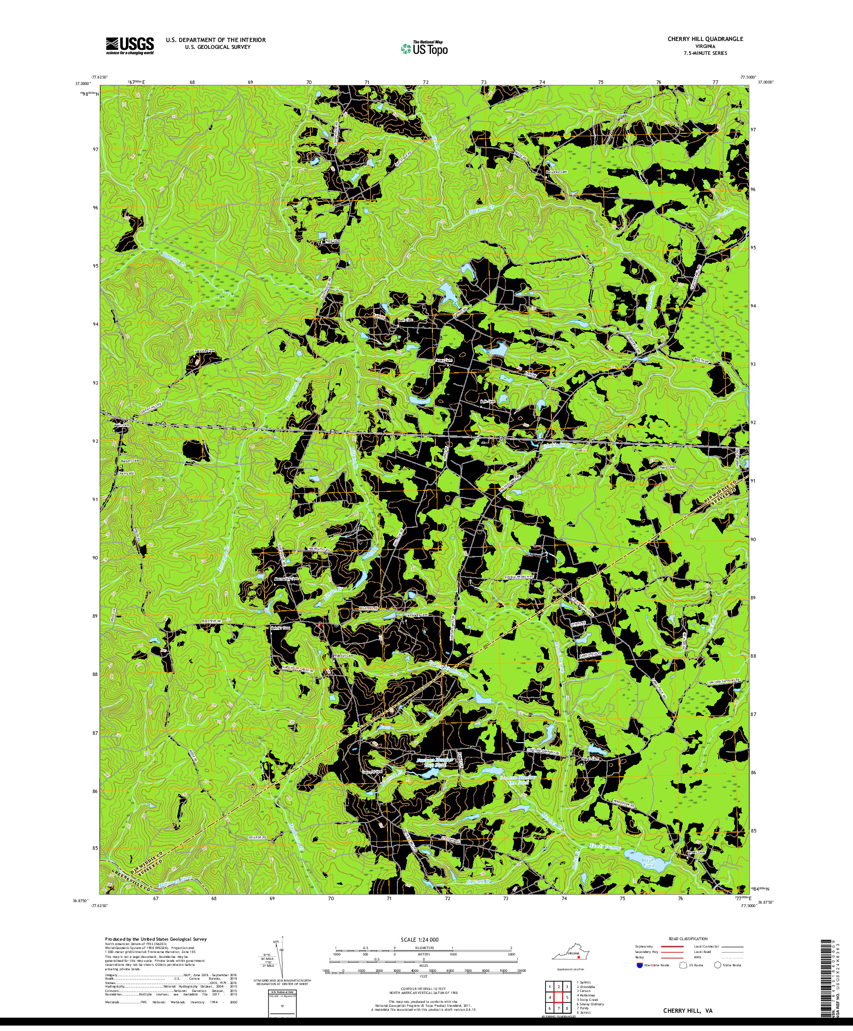 USGS US TOPO 7.5-MINUTE MAP FOR CHERRY HILL, VA 2019