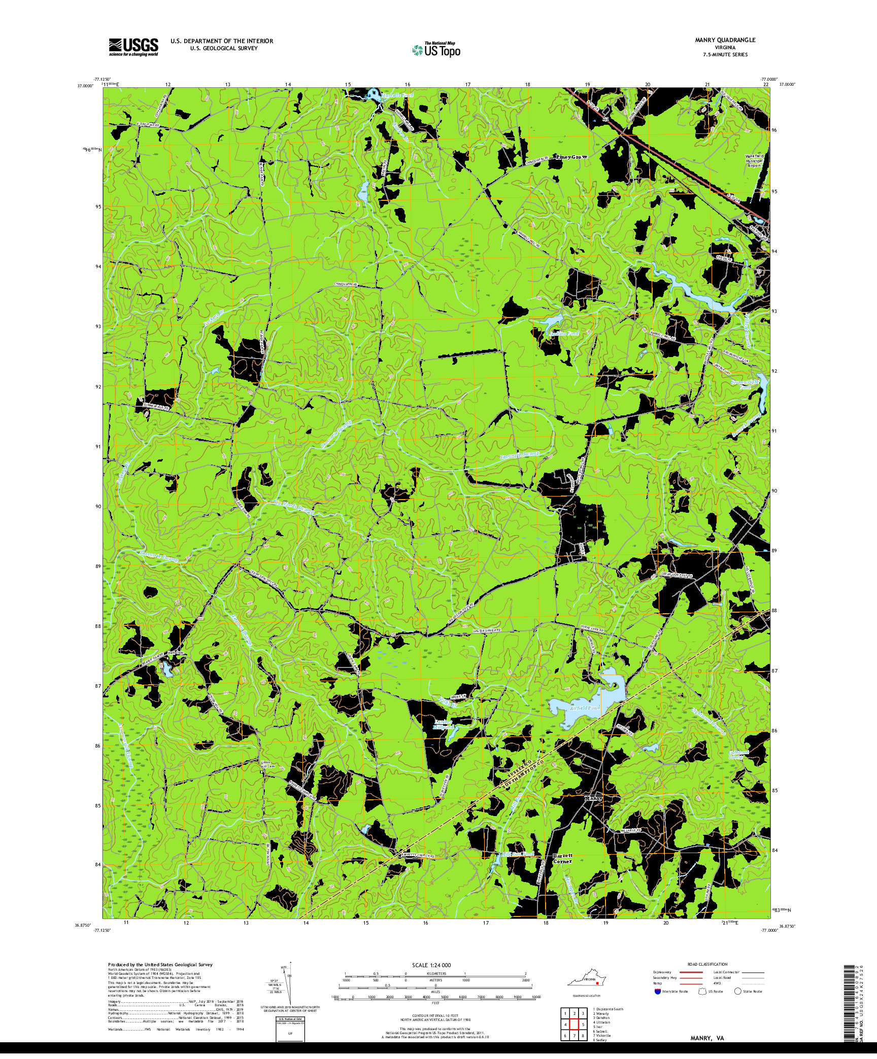 USGS US TOPO 7.5-MINUTE MAP FOR MANRY, VA 2019