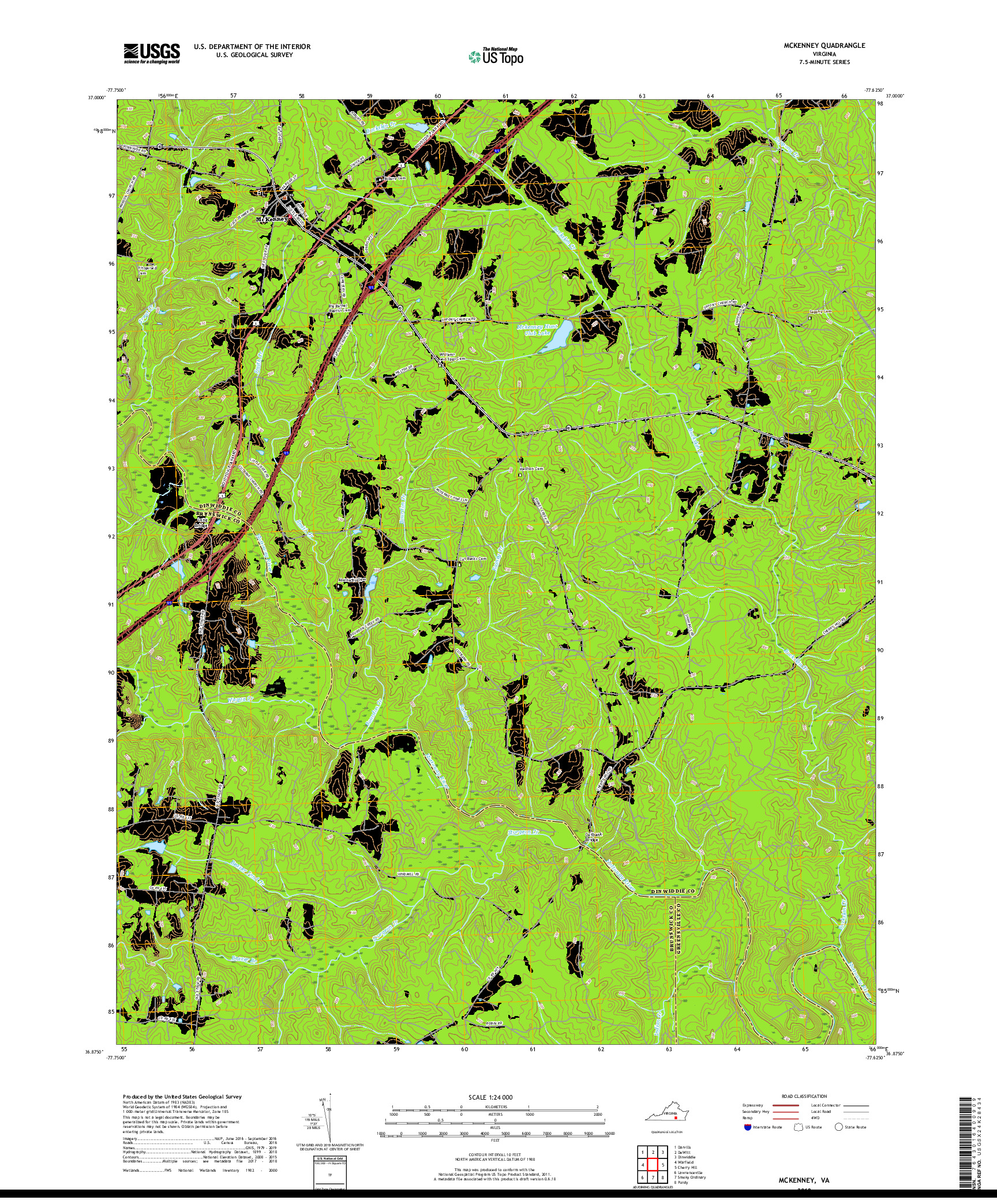 USGS US TOPO 7.5-MINUTE MAP FOR MCKENNEY, VA 2019