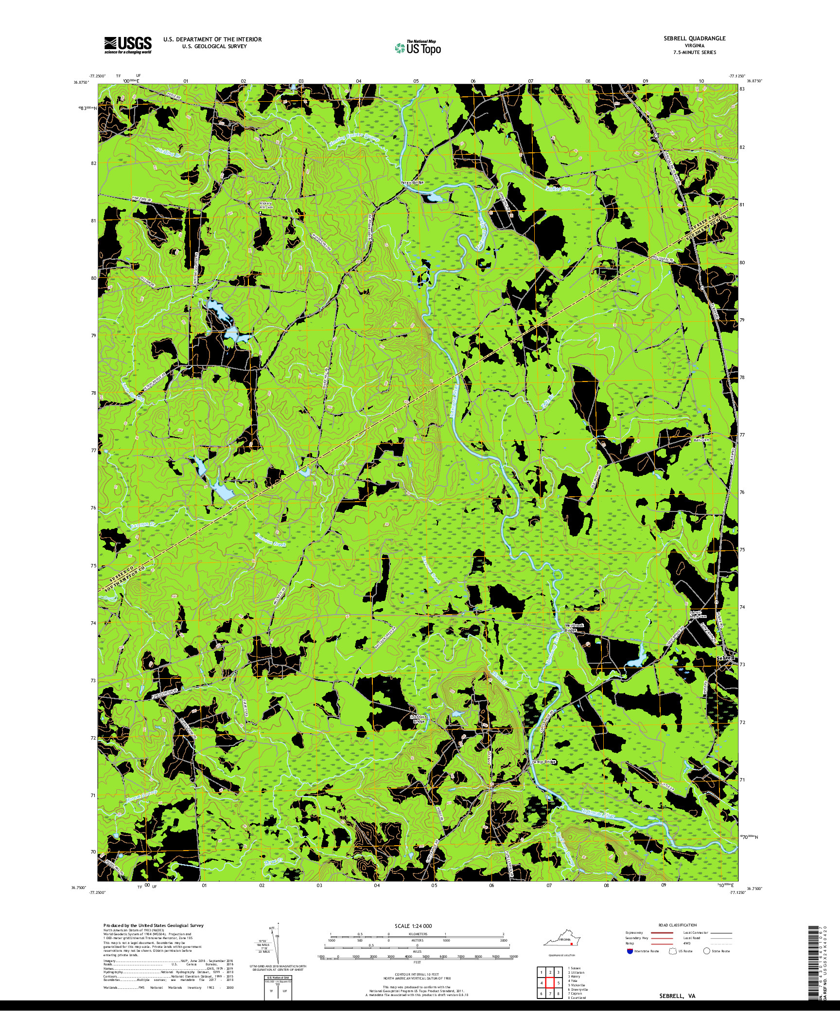 USGS US TOPO 7.5-MINUTE MAP FOR SEBRELL, VA 2019